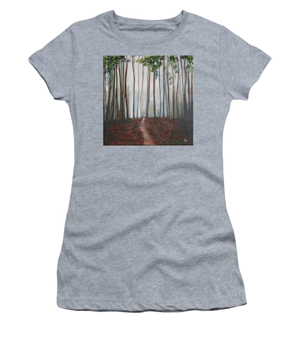 Landscape Women's T-Shirt featuring the painting Path Not Taken by Sarah Lynch
