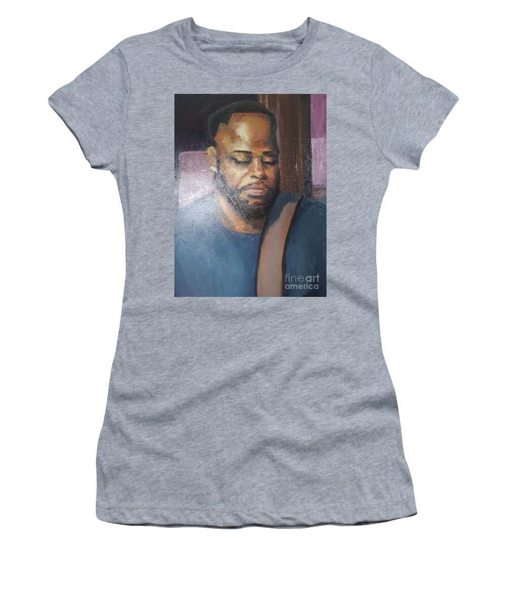 Patrick Women's T-Shirt featuring the painting Patrick on Bass by Beverly Boulet