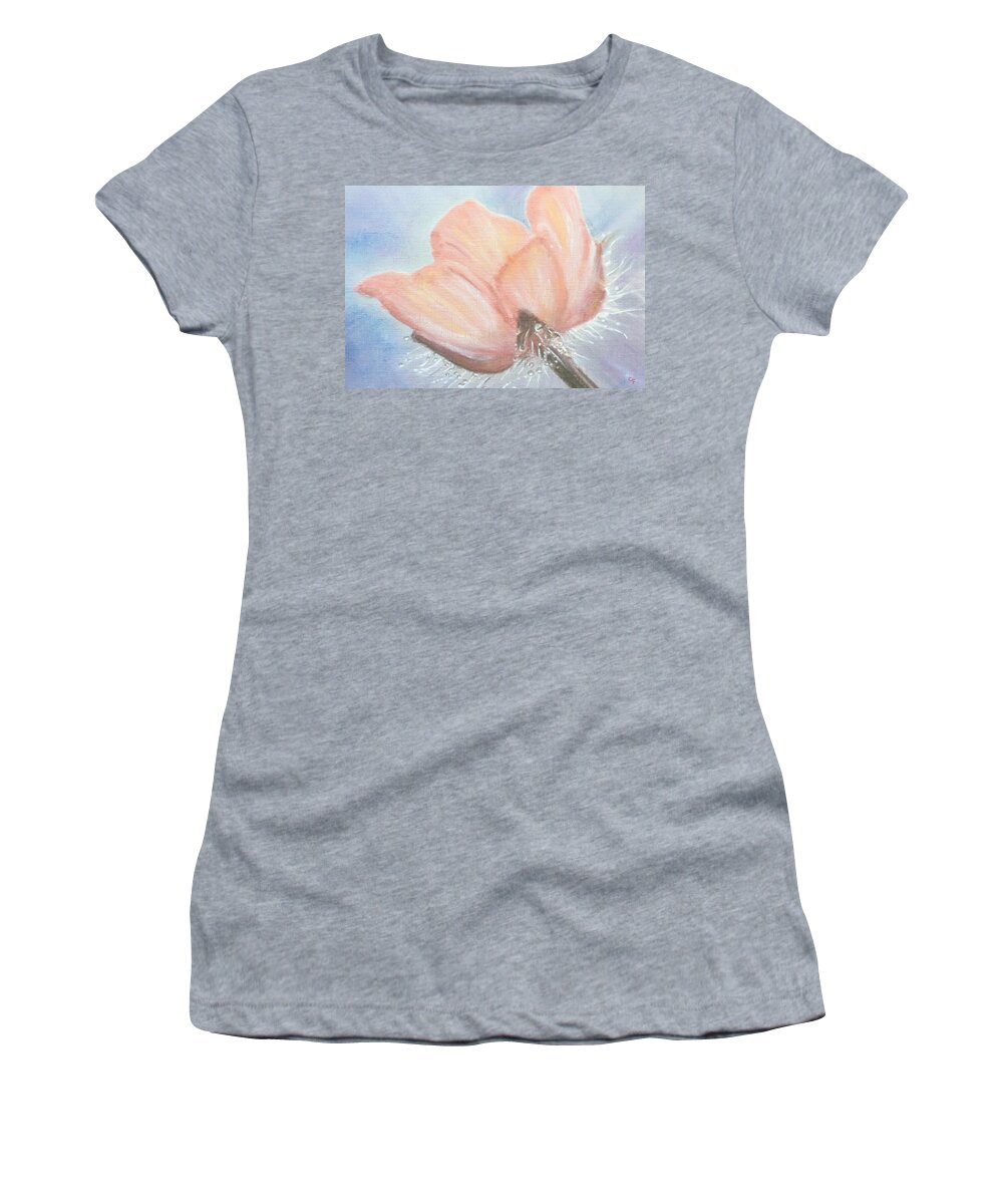 Flower Women's T-Shirt featuring the painting Peachy Morning by Cara Frafjord