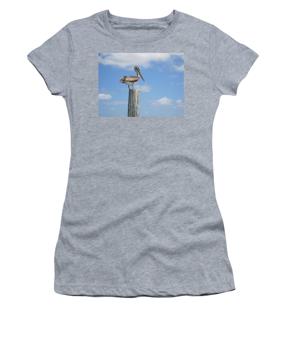 Sea Bird Women's T-Shirt featuring the photograph Pelican Perch by Marty Klar