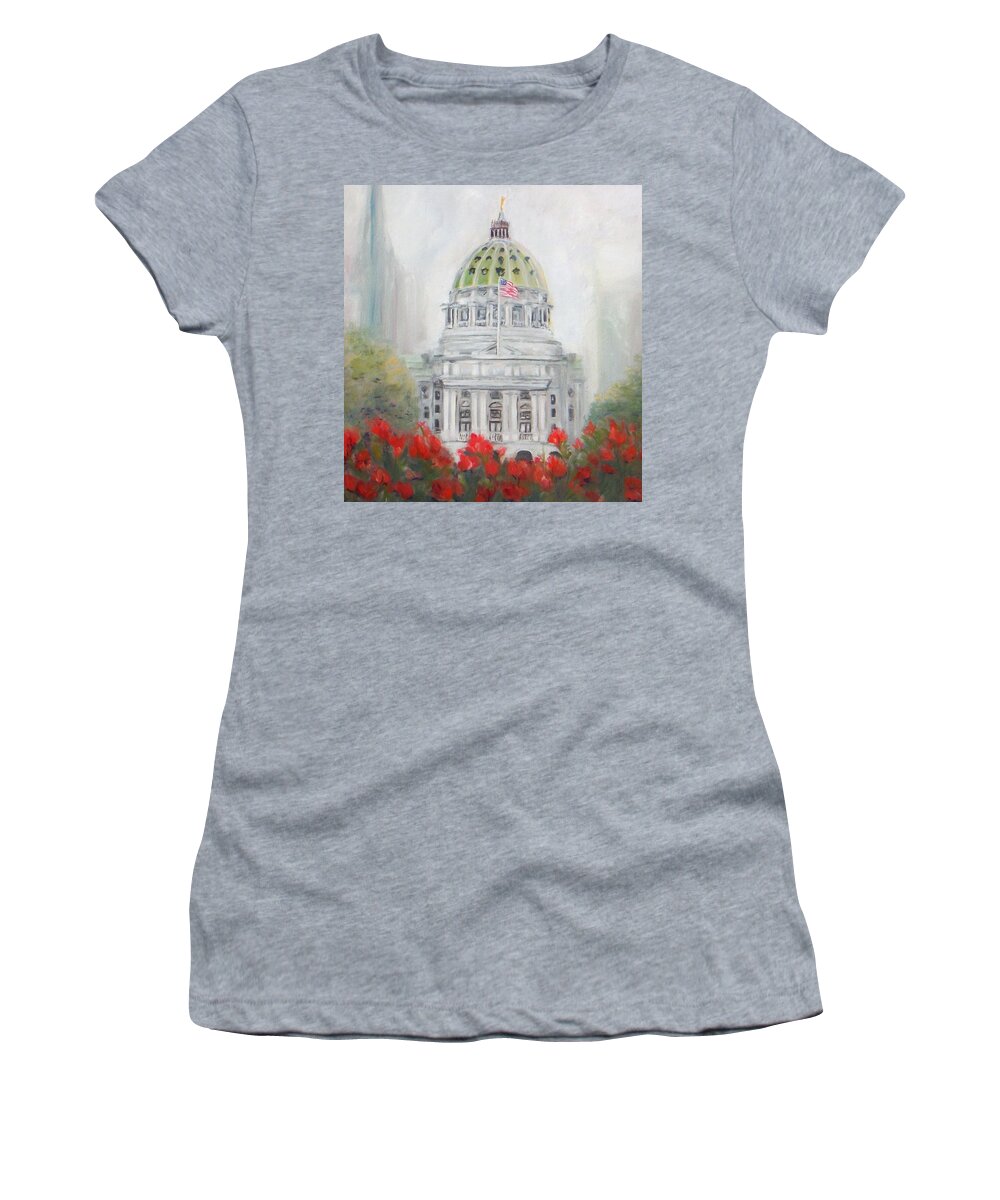 Capitol Women's T-Shirt featuring the painting Pennsylvania State Capitol by Jacqueline Whitcomb