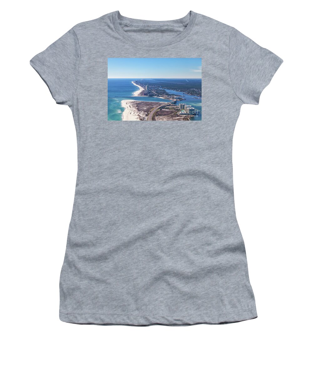 Perdido Pass Women's T-Shirt featuring the photograph Perdido Pass Bridge by Gulf Coast Aerials -