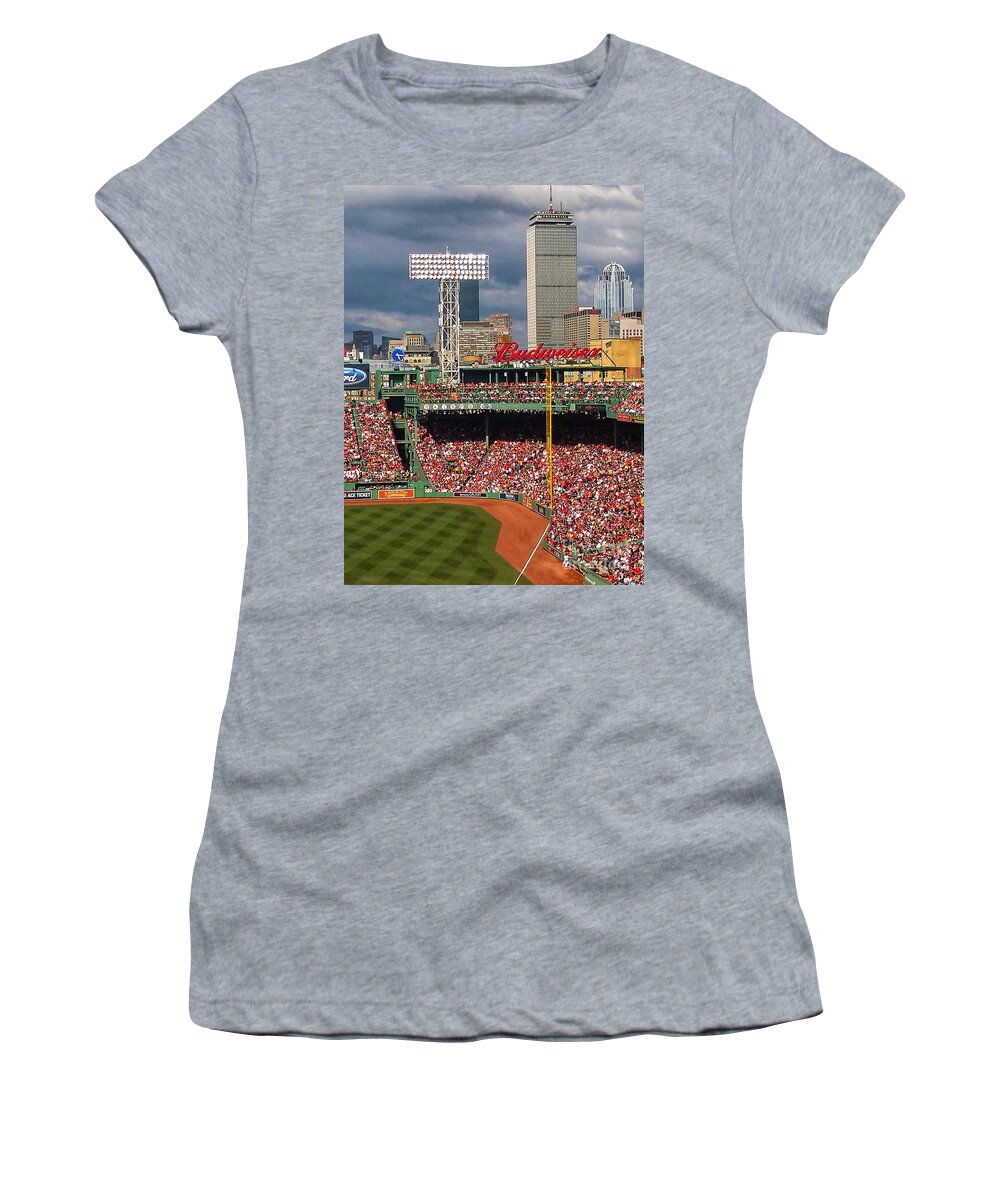 Fenway Park Women's T-Shirt featuring the photograph Peskys Pole at Fenway Park by Mary Capriole