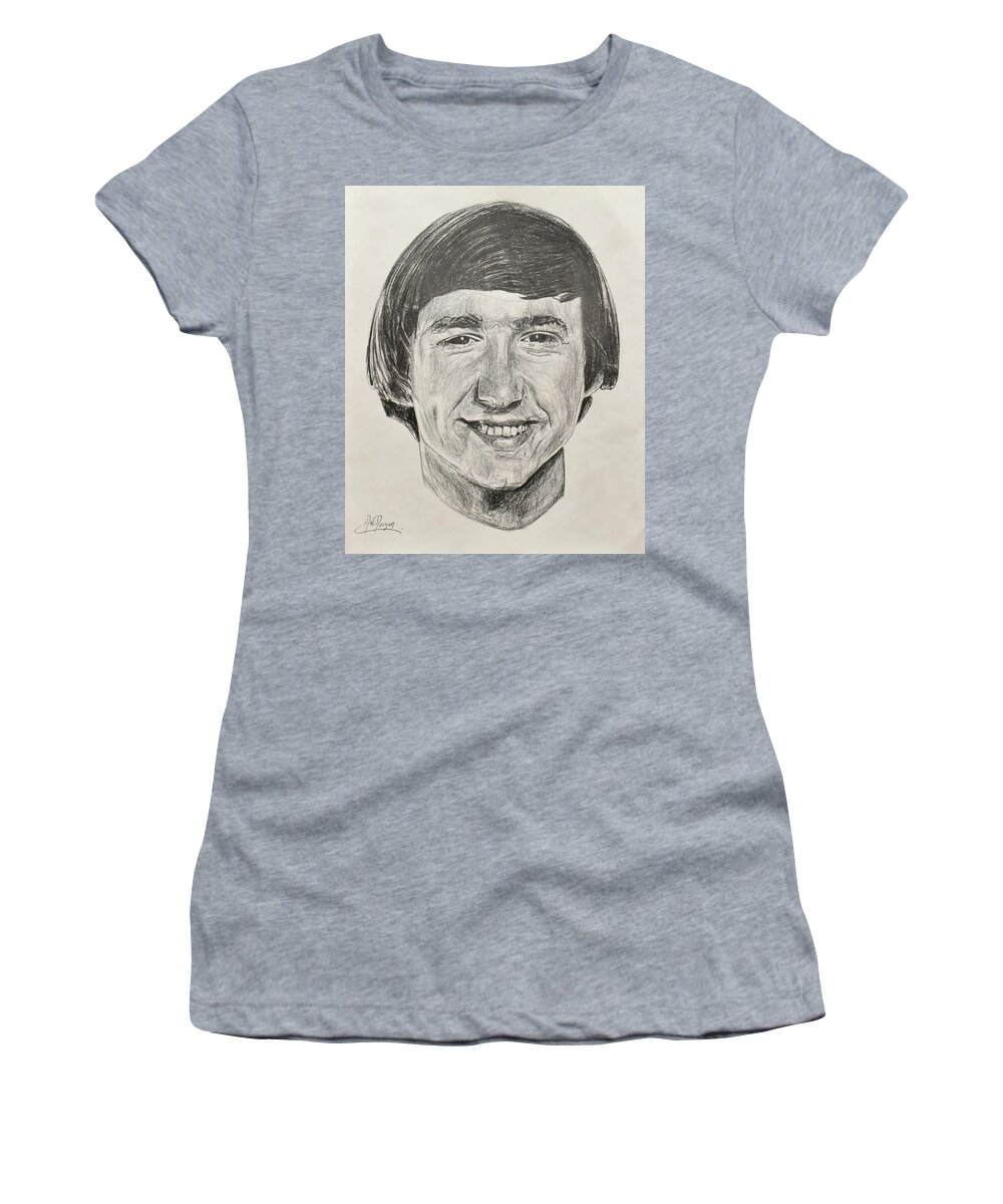 Peter Tork Women's T-Shirt featuring the drawing Peter Tork by Michael Morgan