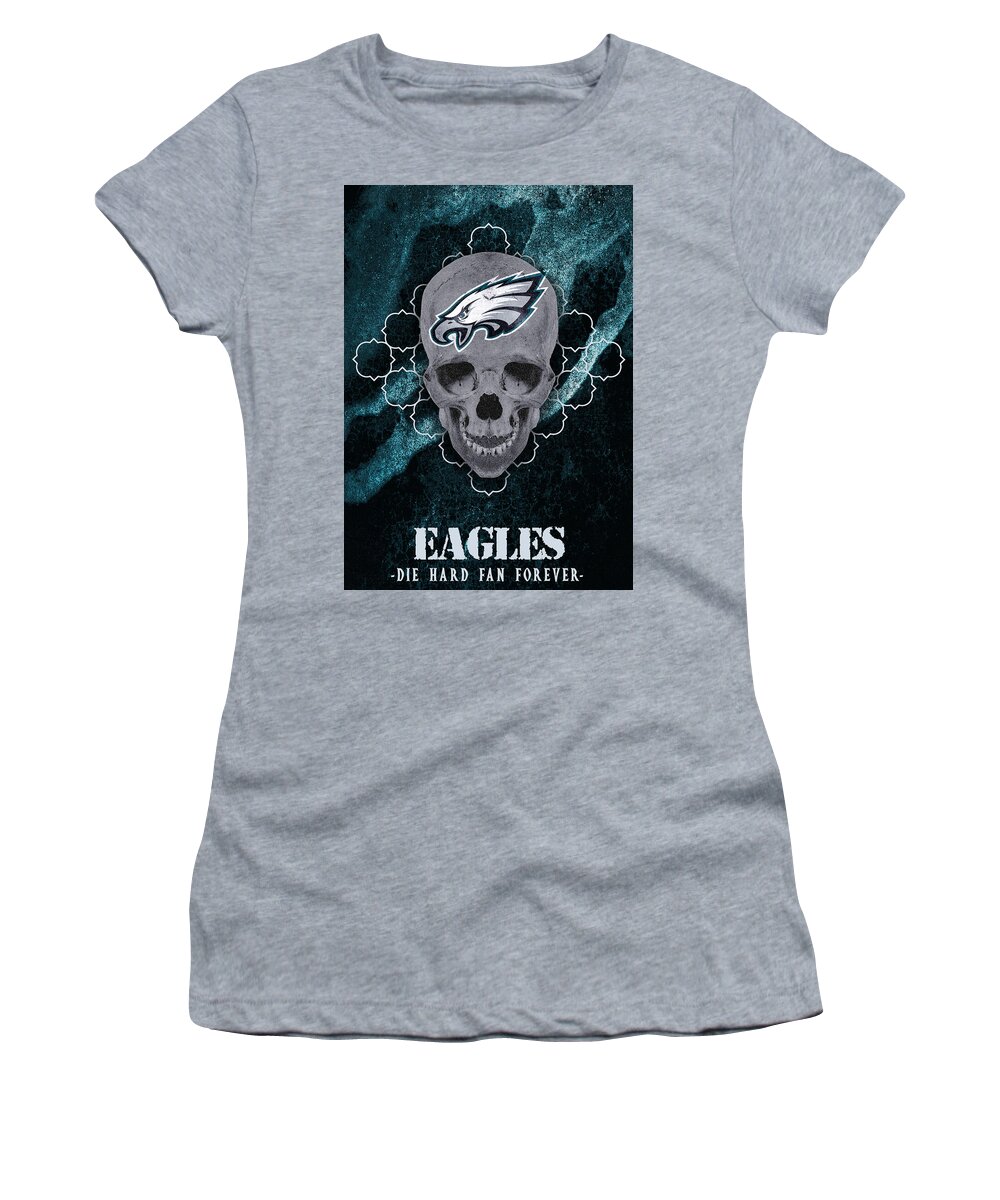 Philadelphia Eagles Die Hard Skull Art Women's T-Shirt by William Ng -  Pixels