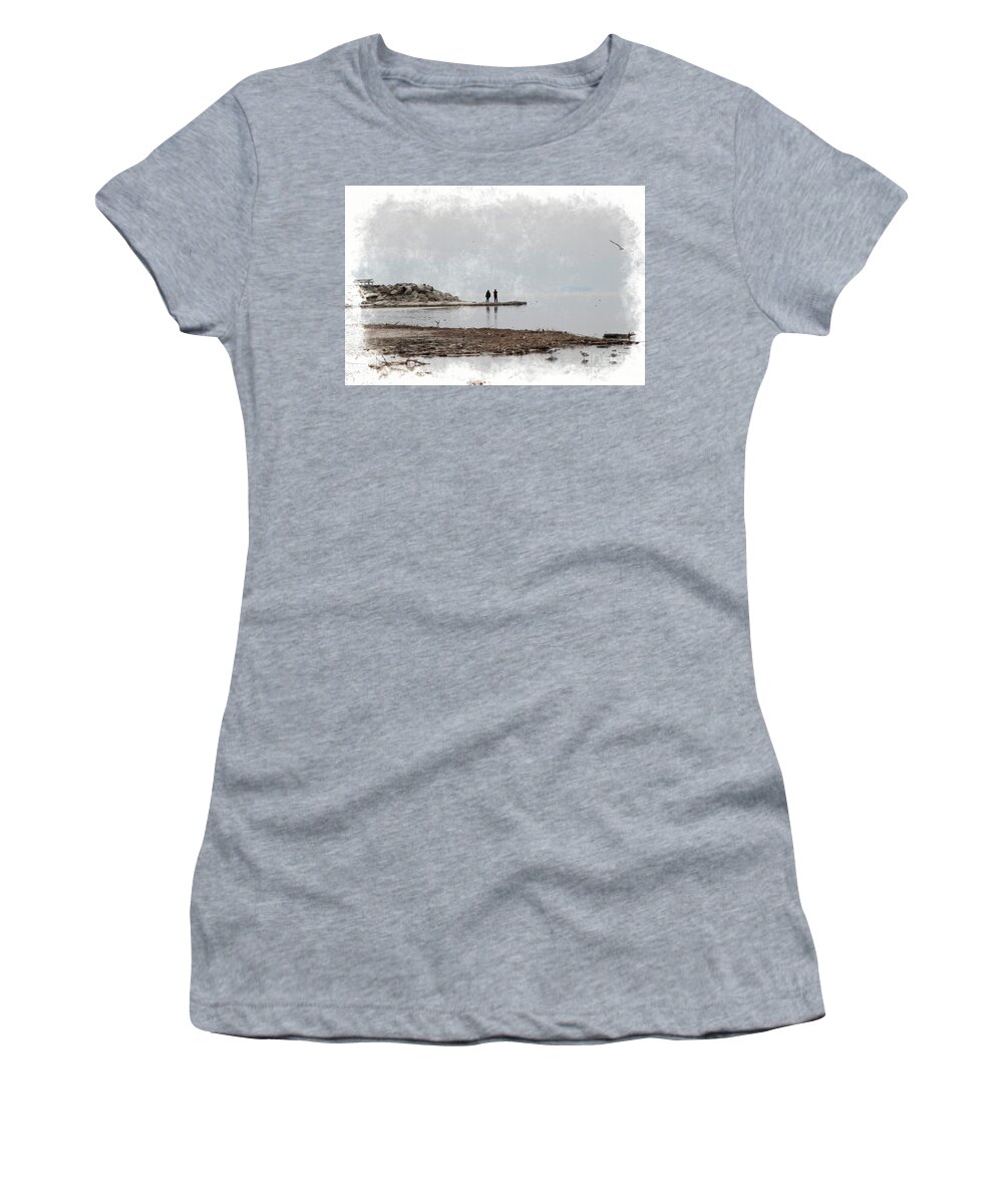 Animal Women's T-Shirt featuring the photograph Photographers at The Salton Sea in Digital Watercolor by Colleen Cornelius