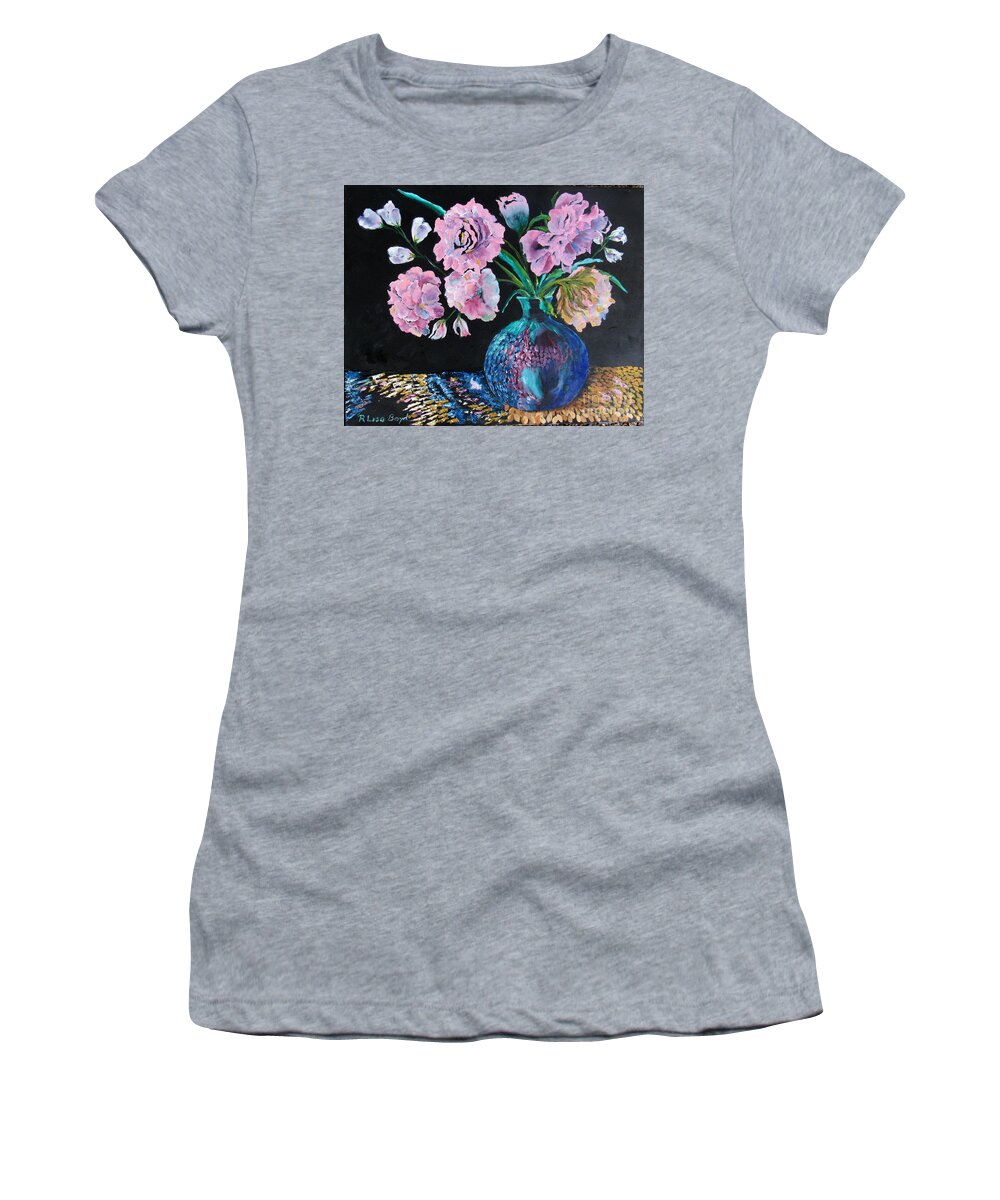 Floral Women's T-Shirt featuring the painting Pink Fantasies by Lisa Boyd