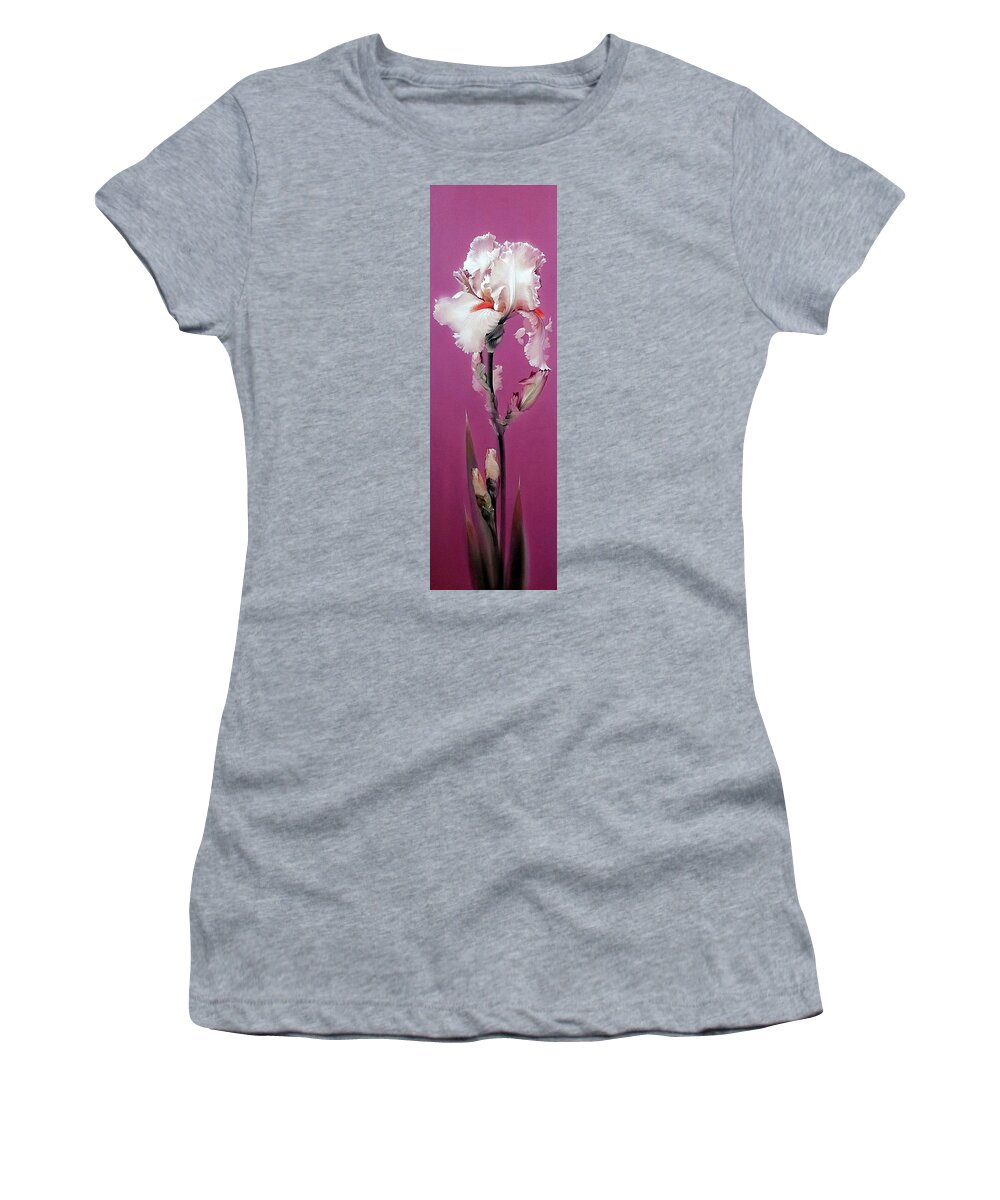 Russian Artists New Wave Women's T-Shirt featuring the painting Pink Iris by Alina Oseeva
