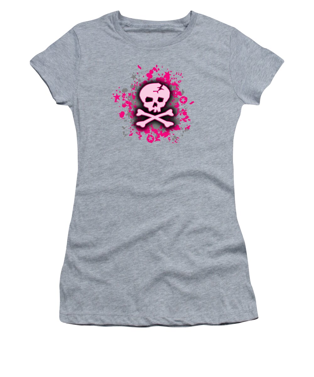 Skull Women's T-Shirt featuring the digital art Pink Skull Splatter Graphic by Roseanne Jones