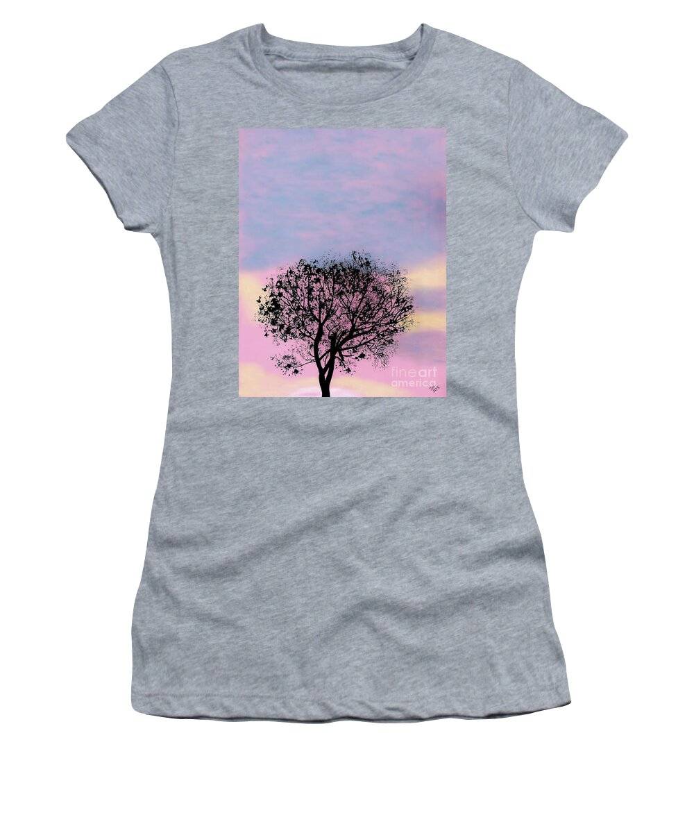 Sunset Women's T-Shirt featuring the drawing Pink Sunset by D Hackett