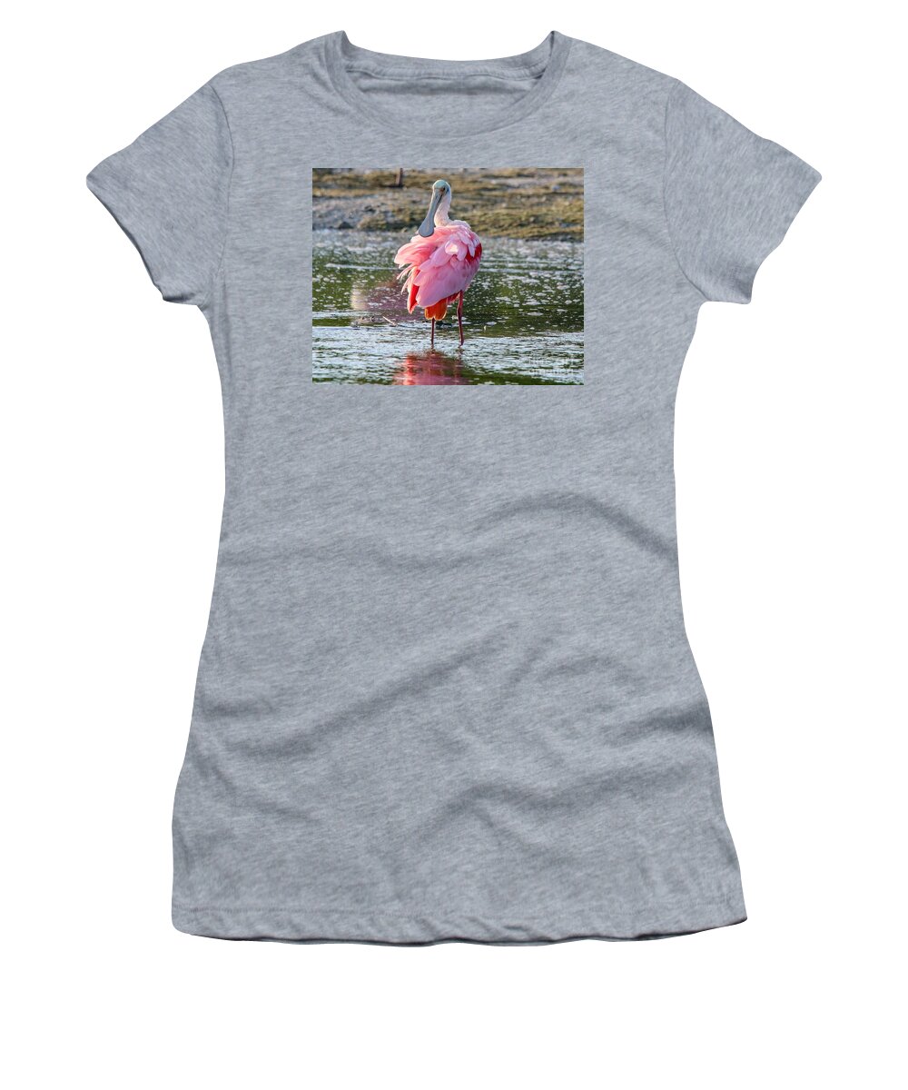 Spoonbill Women's T-Shirt featuring the photograph Pink Tutu by Susan Rydberg