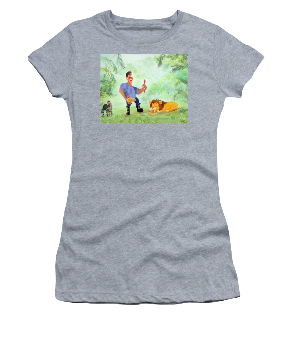 Giants Women's T-Shirt featuring the mixed media Playing Tag with a Giant by Colleen Taylor