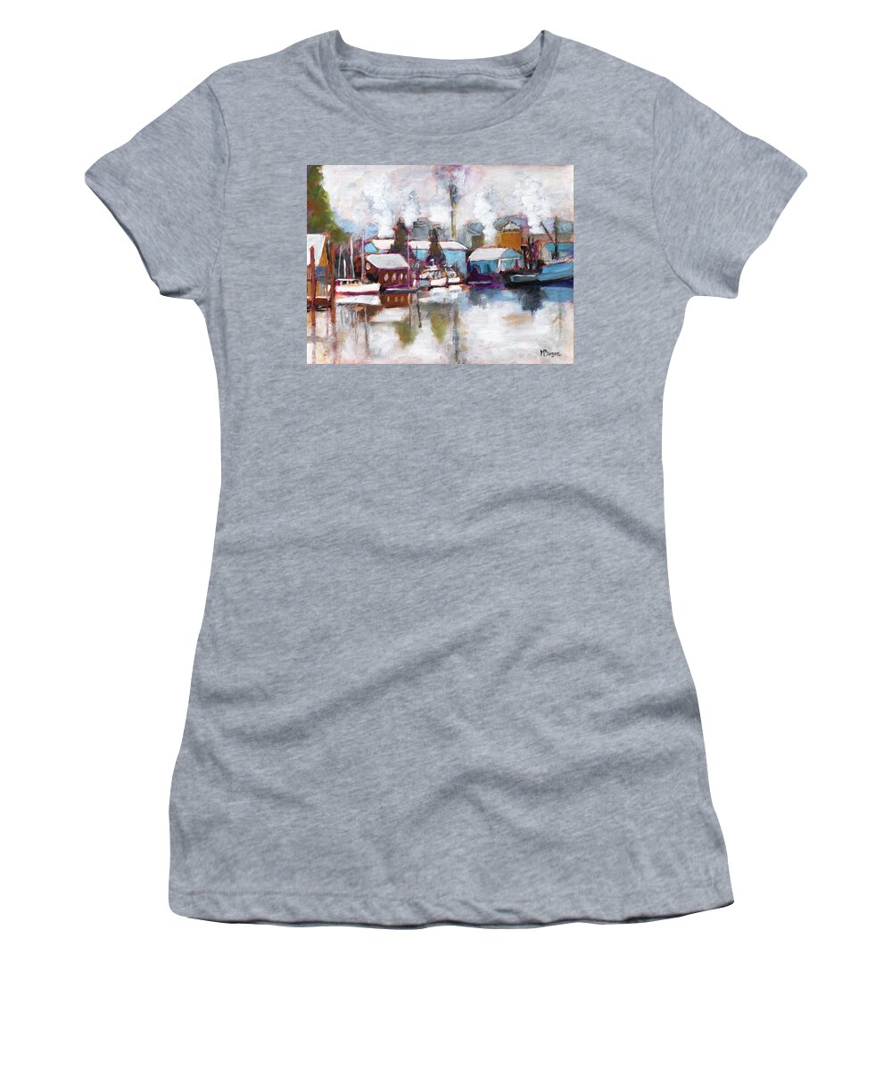 Toledo Women's T-Shirt featuring the painting Port of Toledo Marina by Mike Bergen