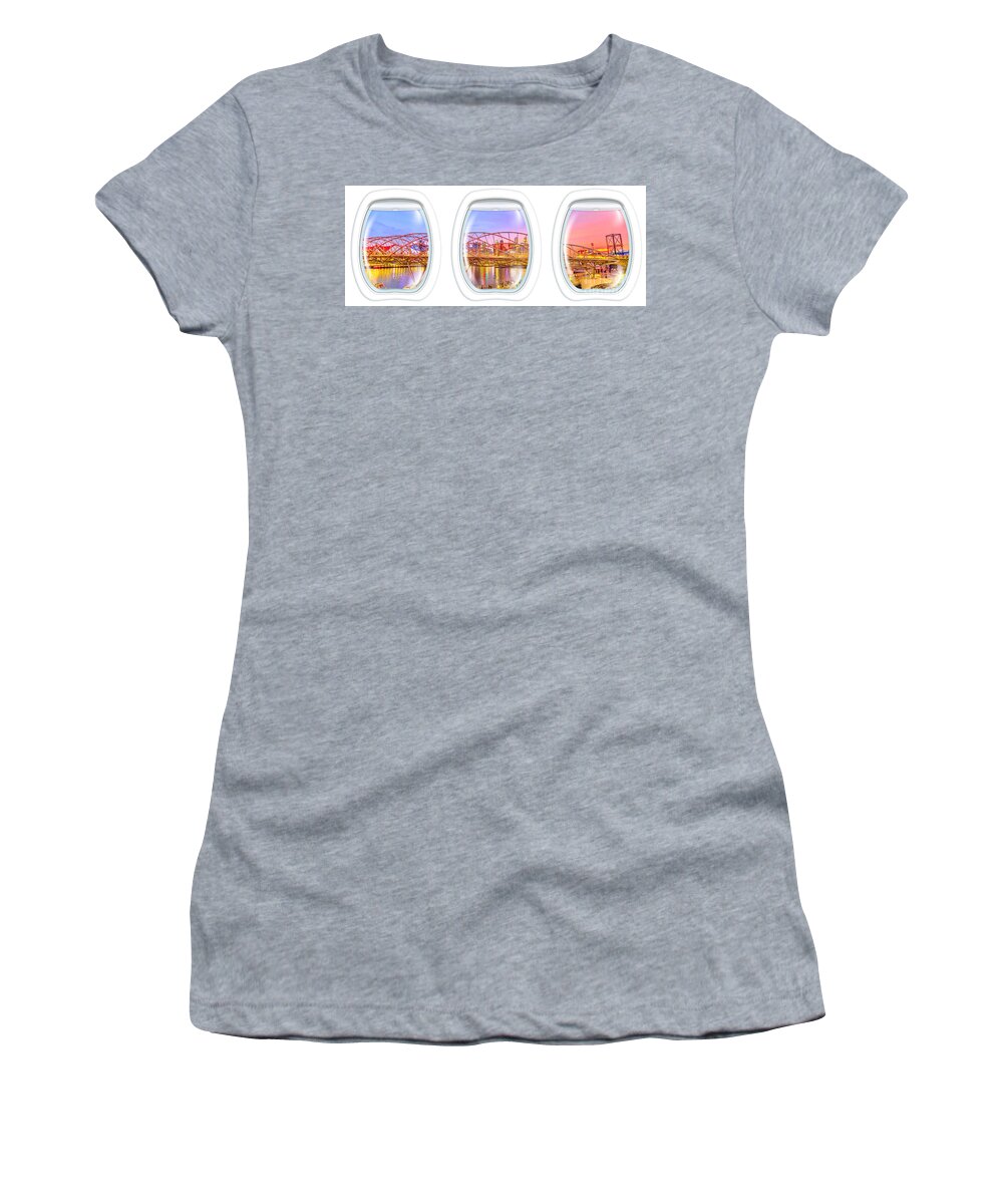 Singapore Women's T-Shirt featuring the photograph Portholes frame on Singapore by Benny Marty