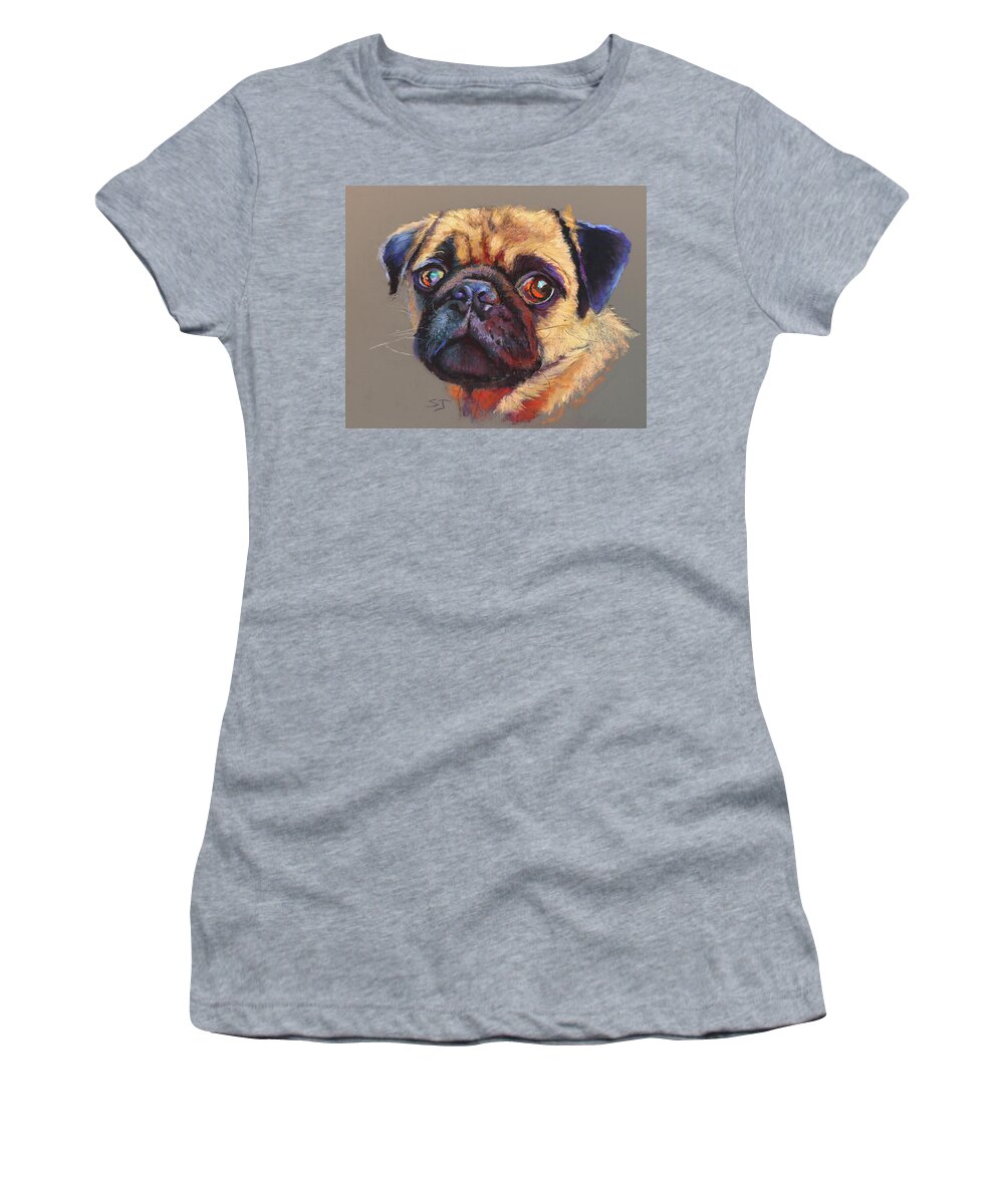 Pug Women's T-Shirt featuring the painting Precious Pug by Susan Jenkins