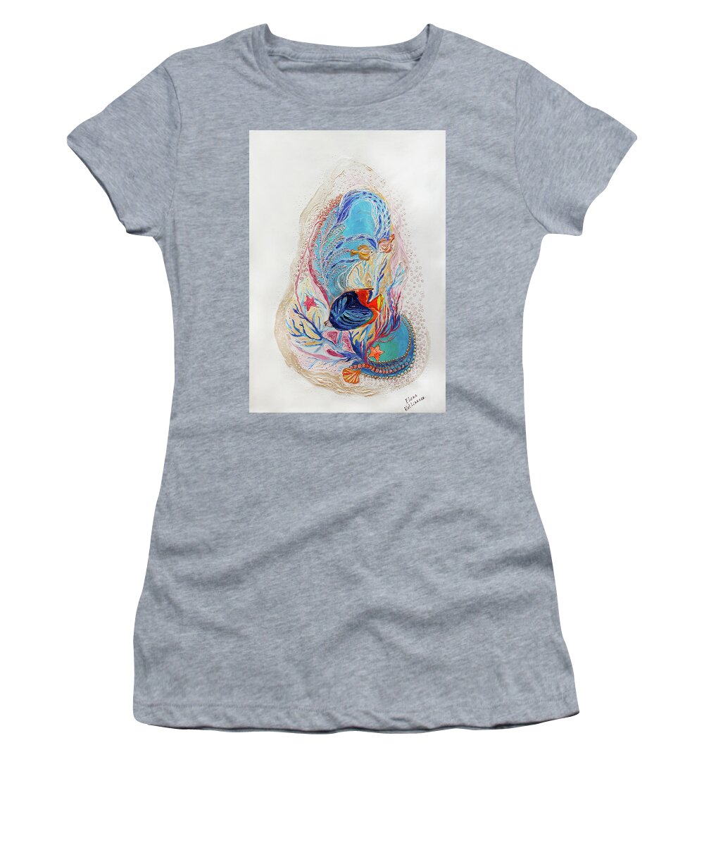 Sea Life Women's T-Shirt featuring the painting Mare Nostrum #2 by Elena Kotliarker