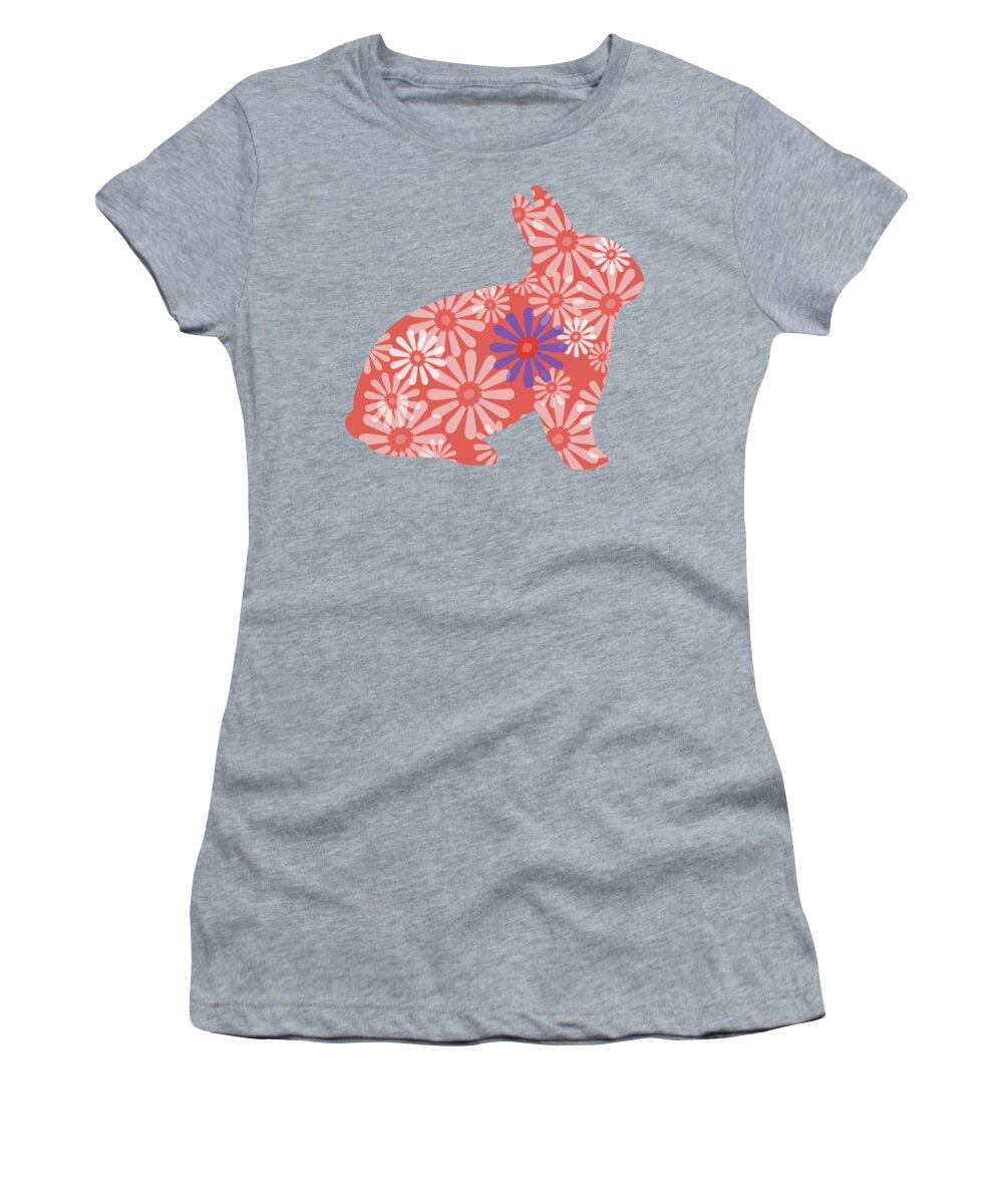 Rabbit Women's T-Shirt featuring the digital art Purple and Coral Bunny III by Marianne Campolongo