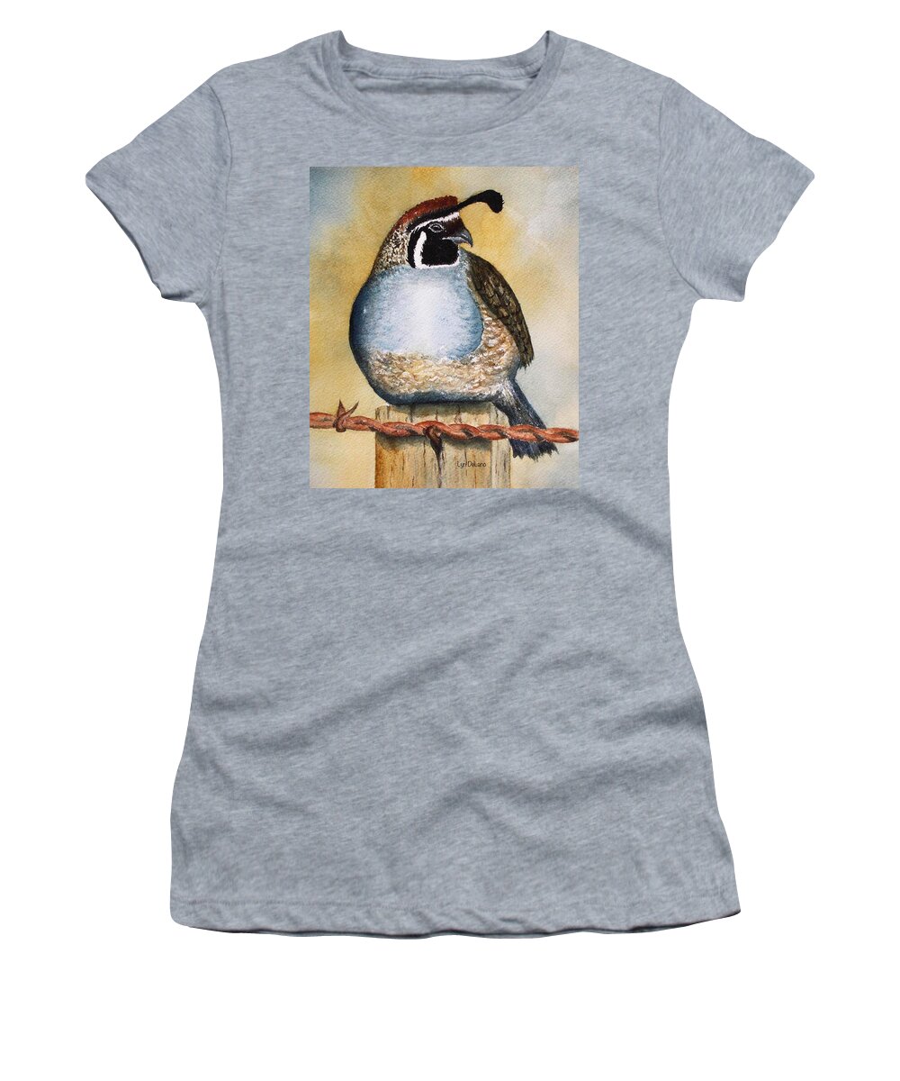 Quail Women's T-Shirt featuring the painting Quail by Lyn DeLano