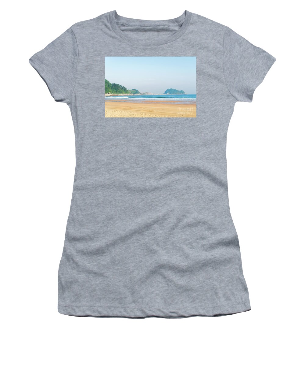 Zarautz Women's T-Shirt featuring the photograph Beach of Zarauz #1 by Anastasy Yarmolovich