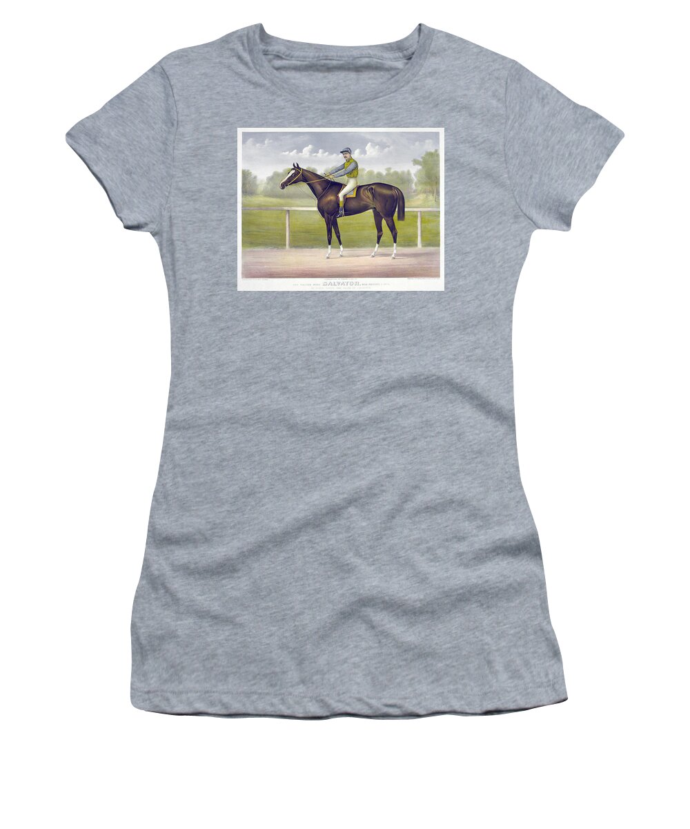 1891 Women's T-Shirt featuring the drawing Race Horse, C1891 by Granger