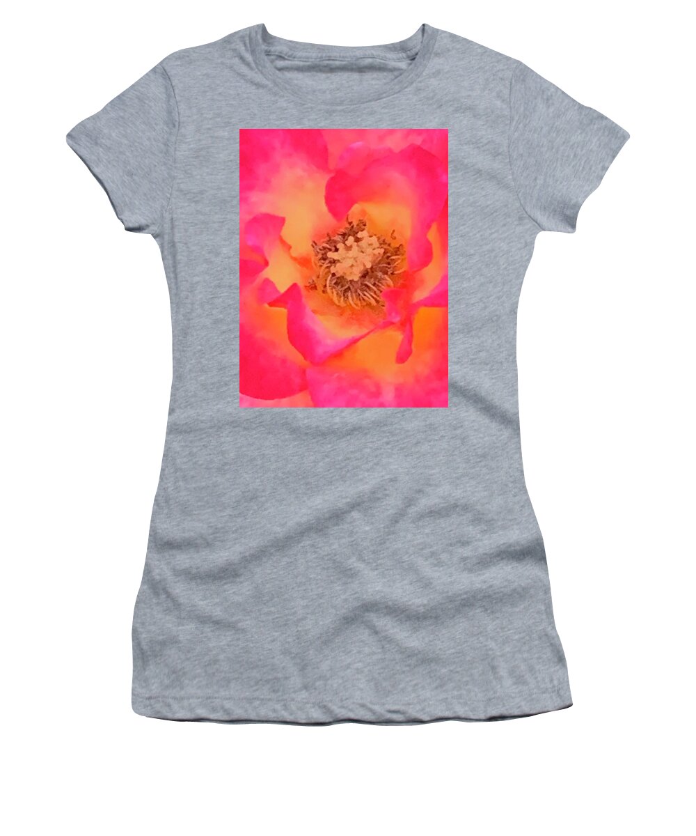 Rose Women's T-Shirt featuring the photograph Rainbow Sherbet by Tiesa Wesen