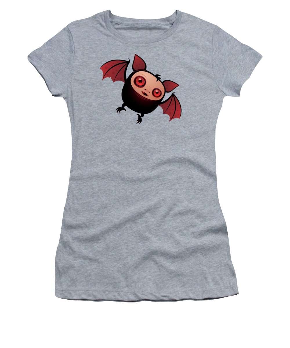 Cute Women's T-Shirt featuring the digital art Red Eye the Vampire Bat Boy by John Schwegel