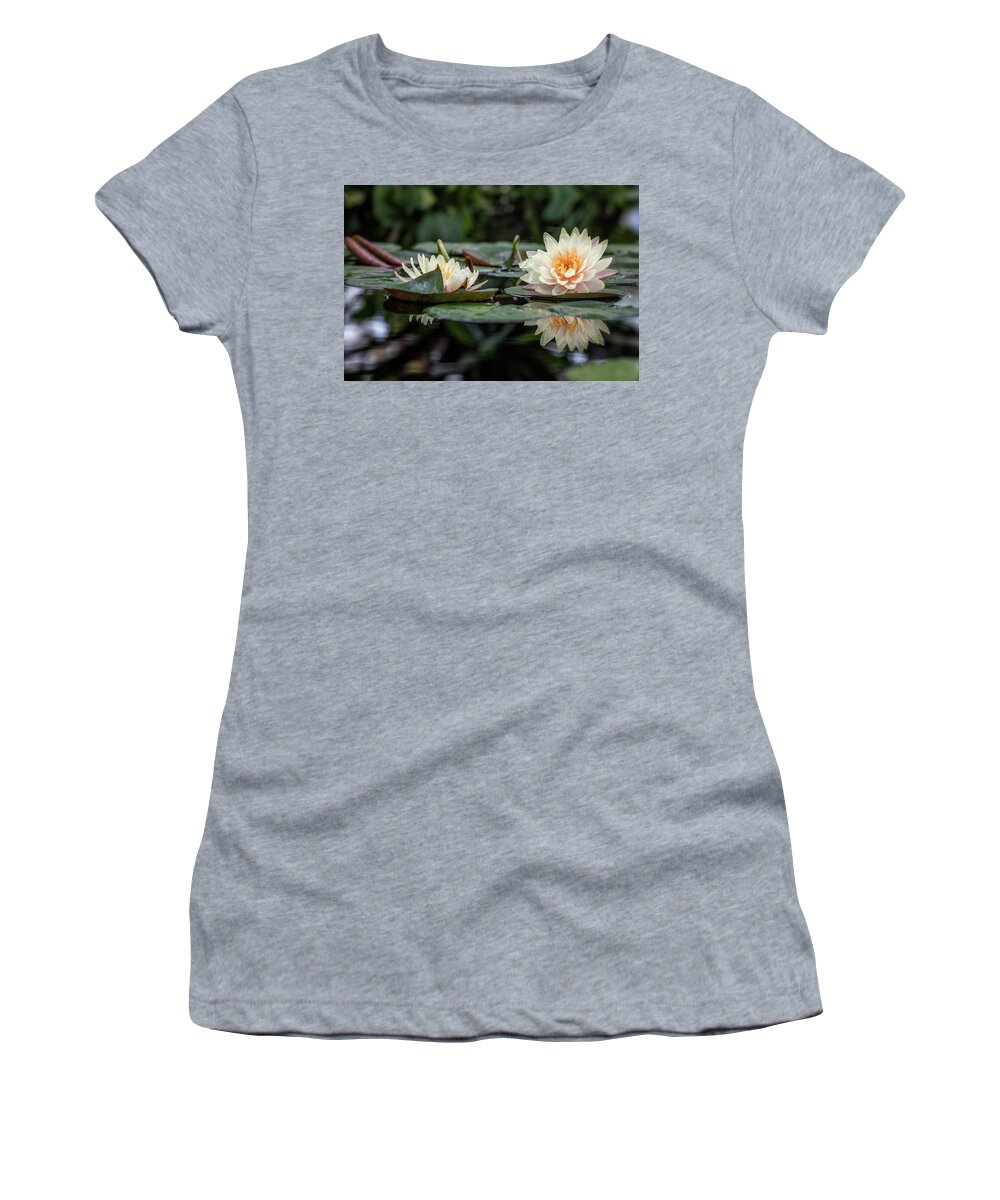 Flower Women's T-Shirt featuring the photograph Delicate Reflections by Laura Roberts