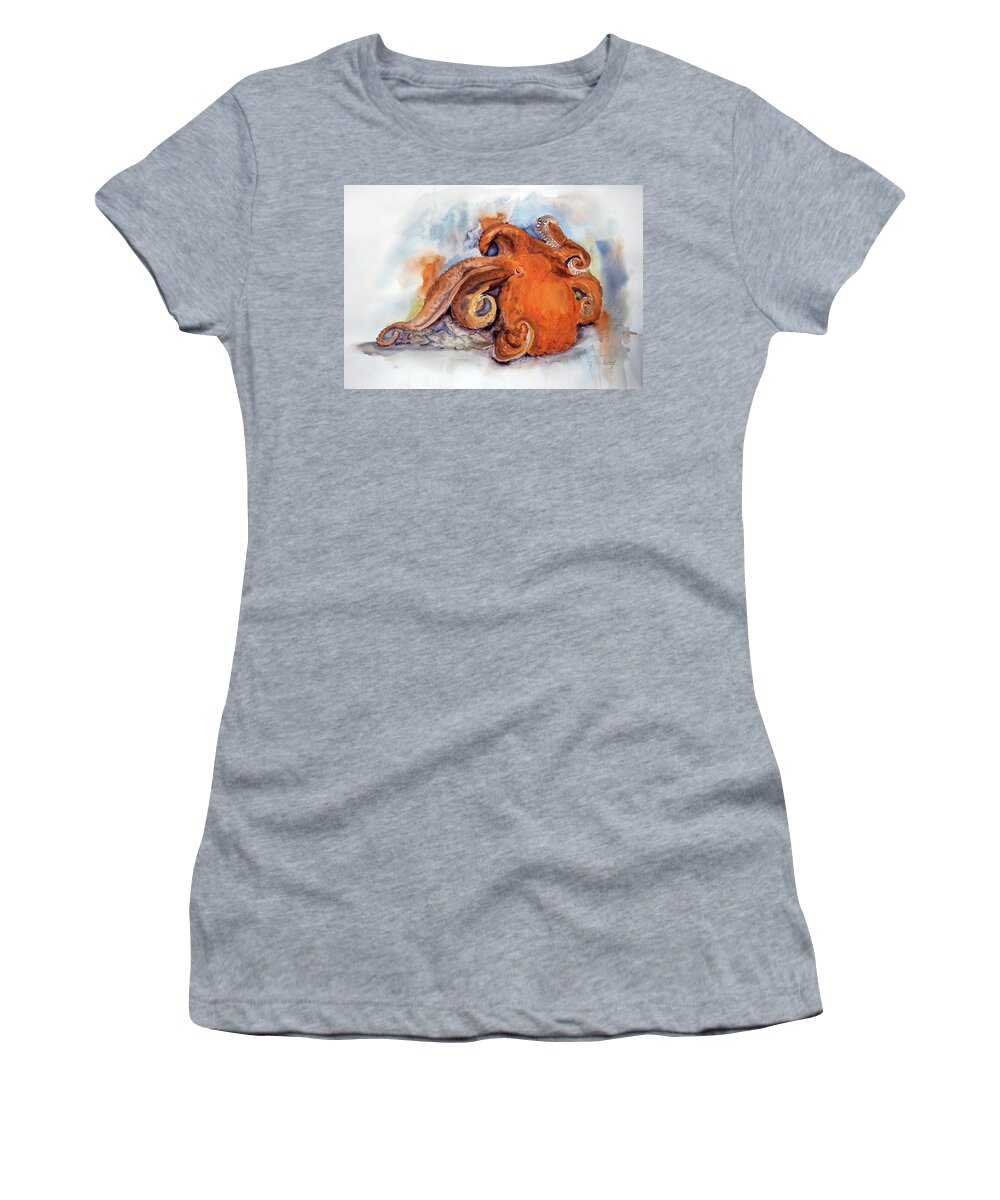 Octopus Women's T-Shirt featuring the painting Resting Place by Jeanette Mahoney