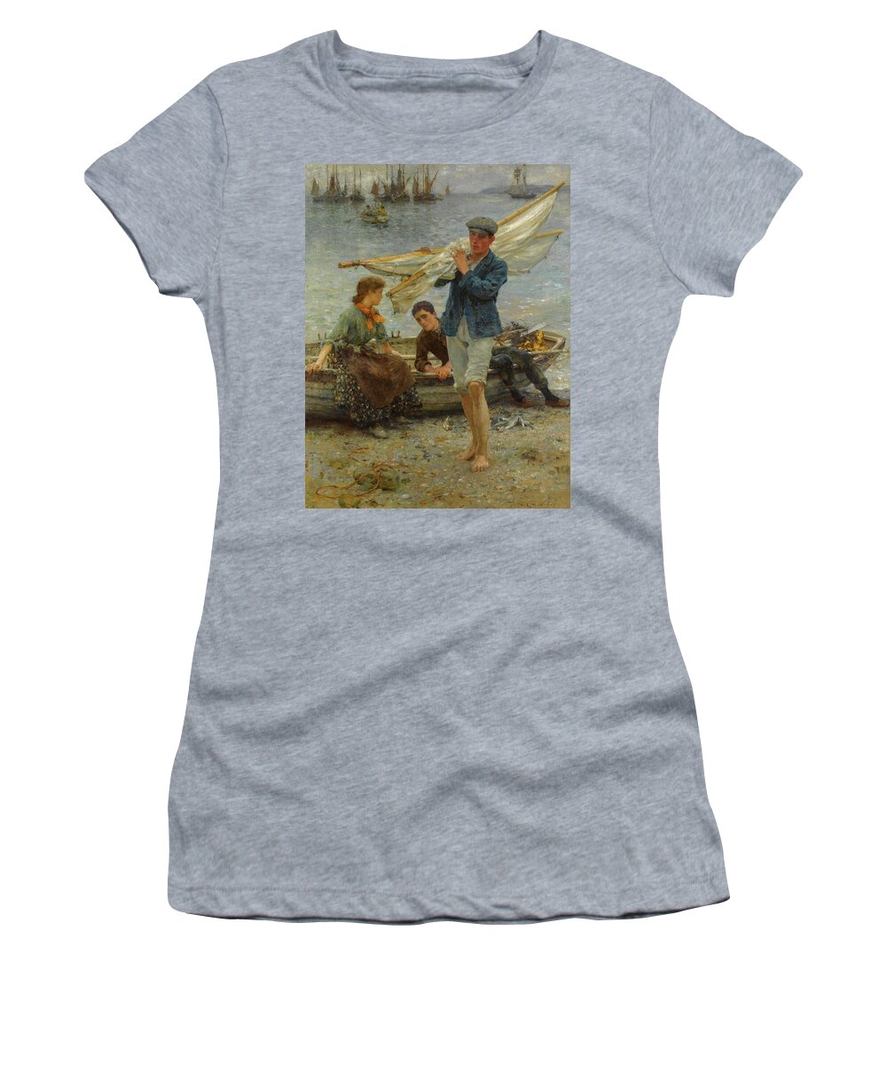 Henry Scott Tuke Women's T-Shirt featuring the painting Return From Fishing, 1907 by Henry Scott Tuke
