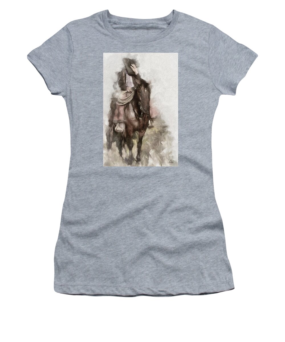Cowboy Hat Women's T-Shirt featuring the photograph Riding for the Brand by Debra Boucher