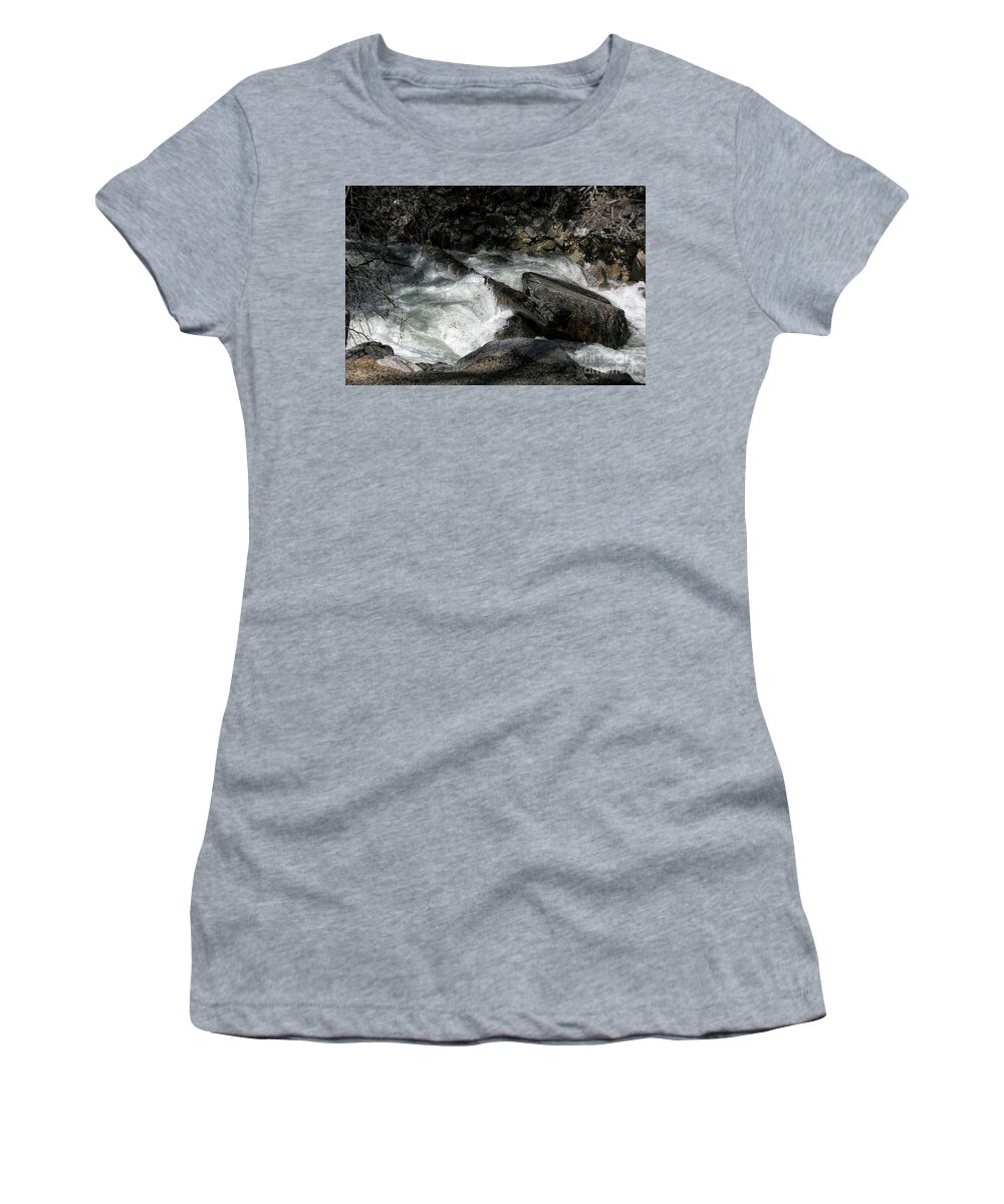 Yosemite Women's T-Shirt featuring the photograph River Flows to Mirror Lake Yosemite by Chuck Kuhn