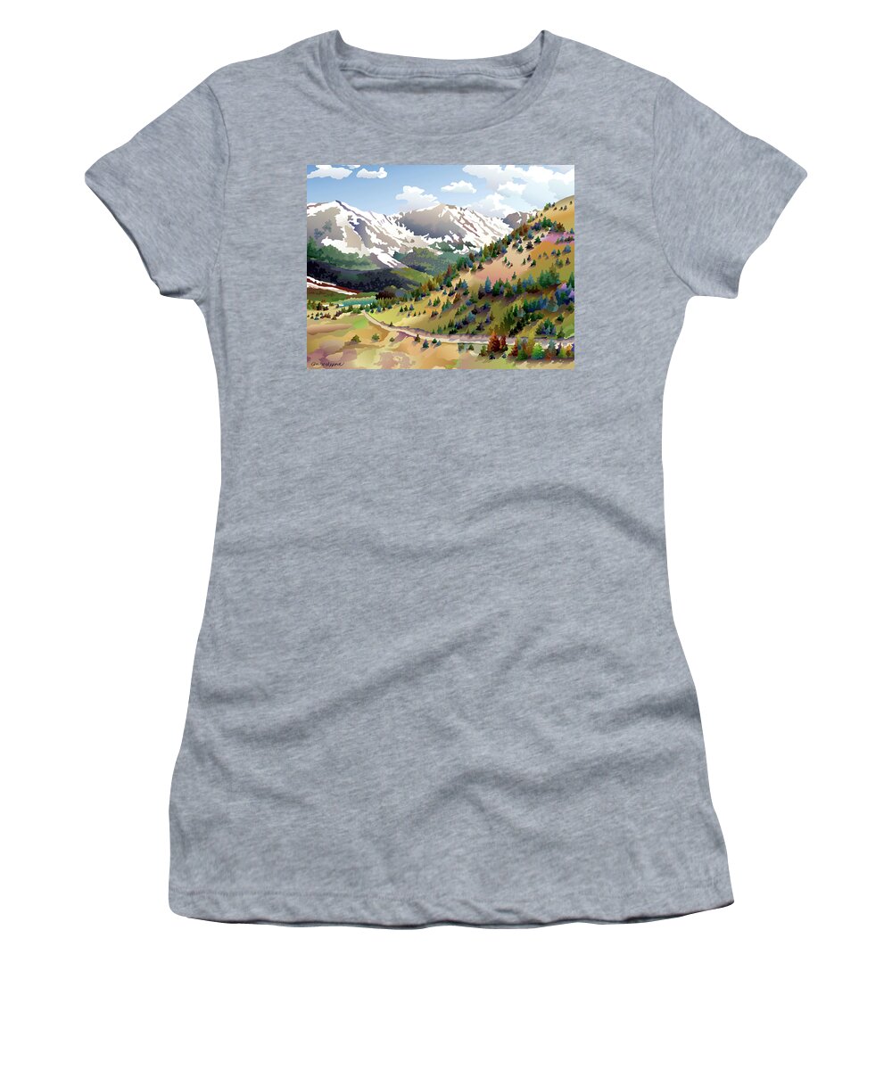 Rocky Mountains Women's T-Shirt featuring the digital art Road to Alma II by Anne Gifford