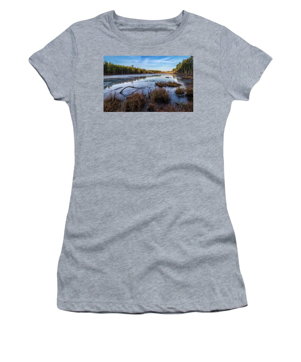 Fall Women's T-Shirt featuring the photograph Roberts branch Pine lands by Louis Dallara