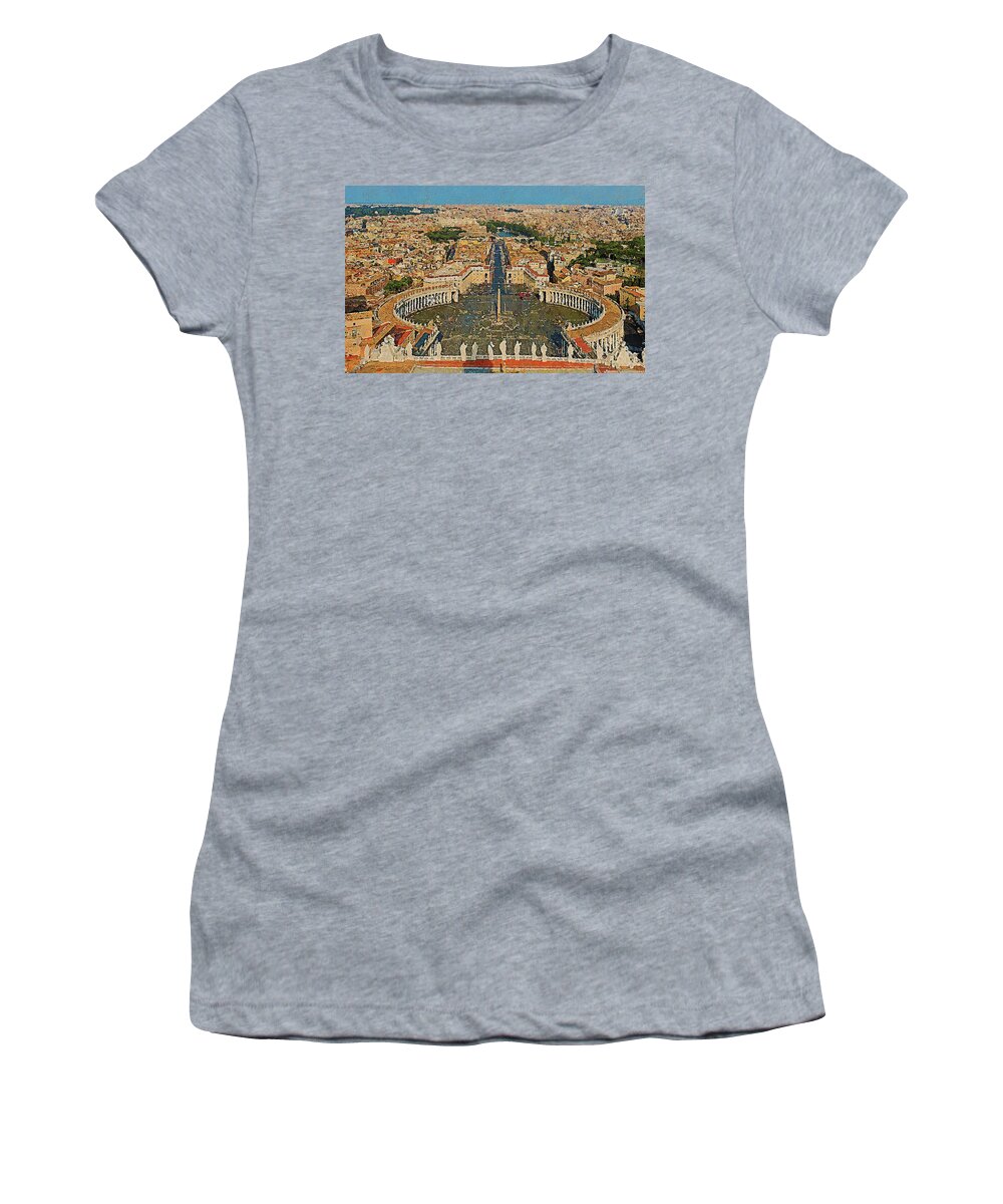 Rome Cityscape Women's T-Shirt featuring the painting Rome and the Vatican City - 07 by AM FineArtPrints
