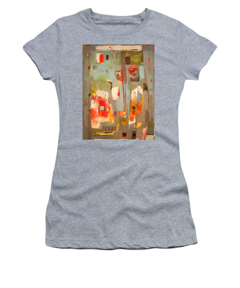 Abstract Painting Women's T-Shirt featuring the painting Rooftop Roses by Janet Zoya
