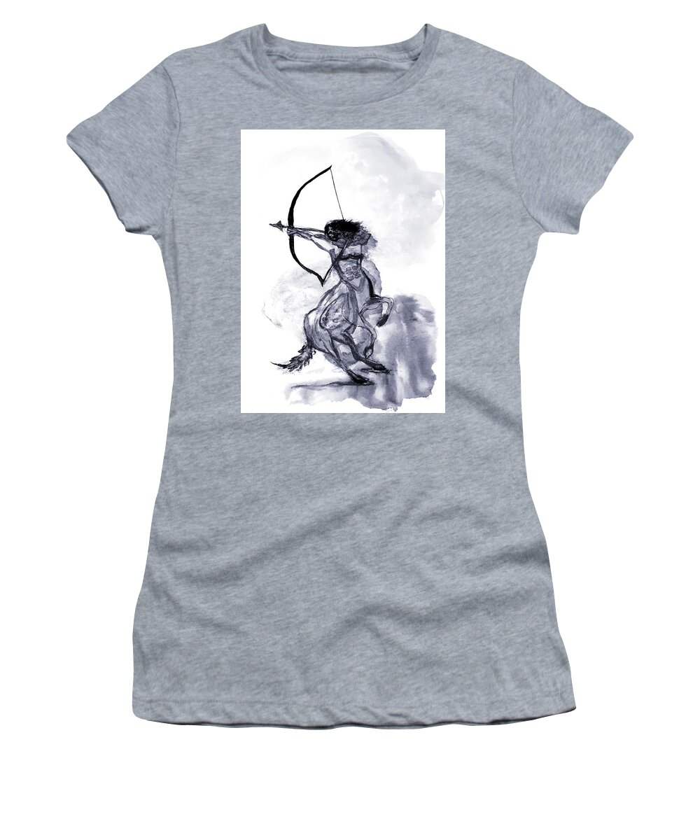 Sagittarius Women's T-Shirt featuring the painting Sagittarius by Abstract Angel Artist Stephen K