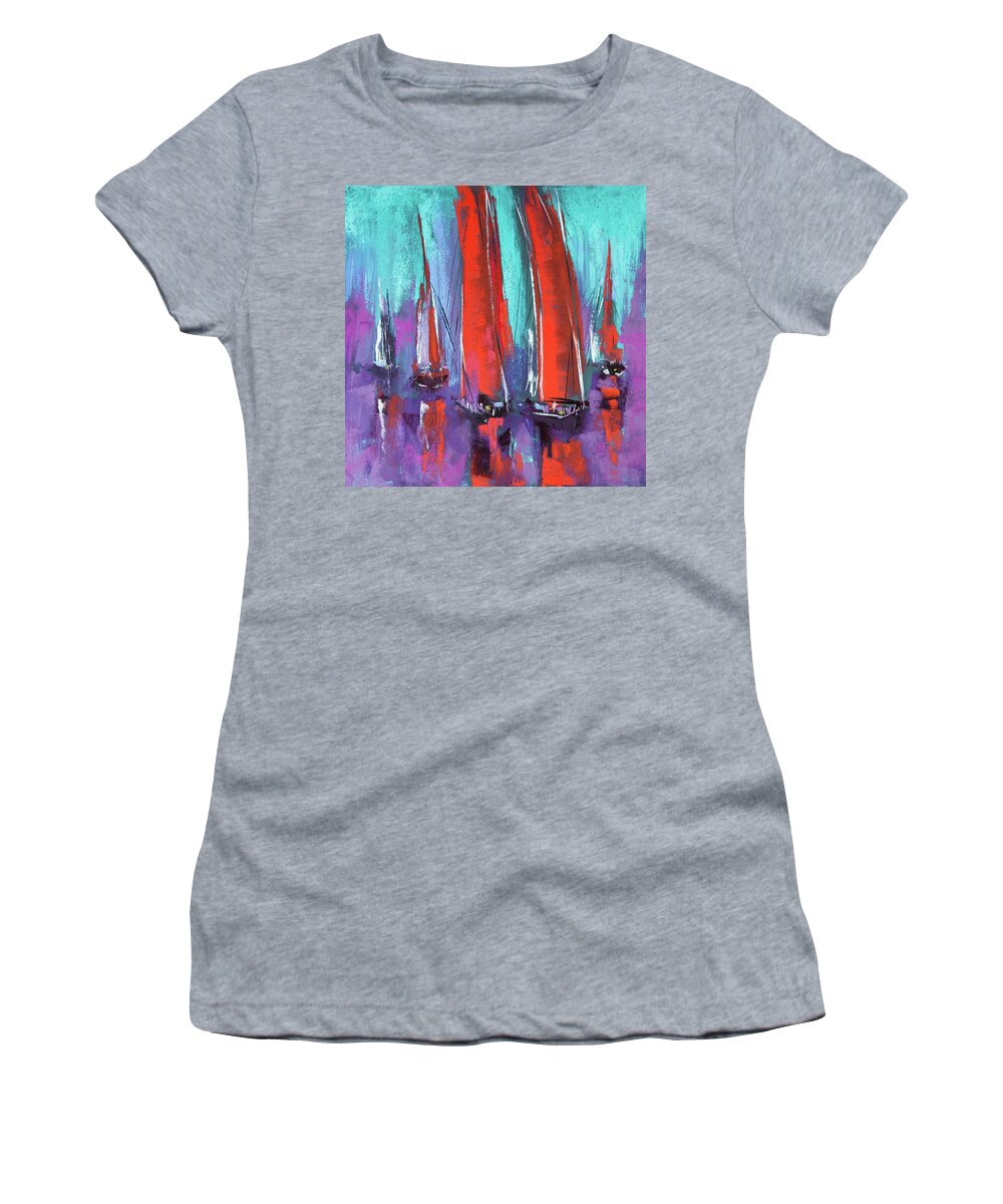 Sailing Women's T-Shirt featuring the pastel Sailing by David Patterson