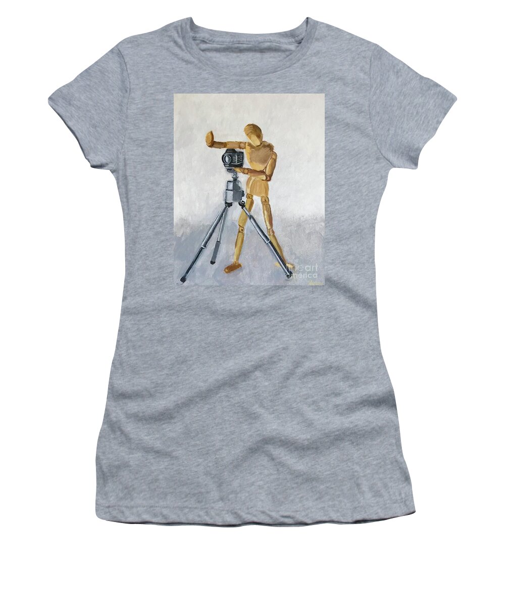 Original Art Work Women's T-Shirt featuring the painting Say Cheese Please by Theresa Honeycheck