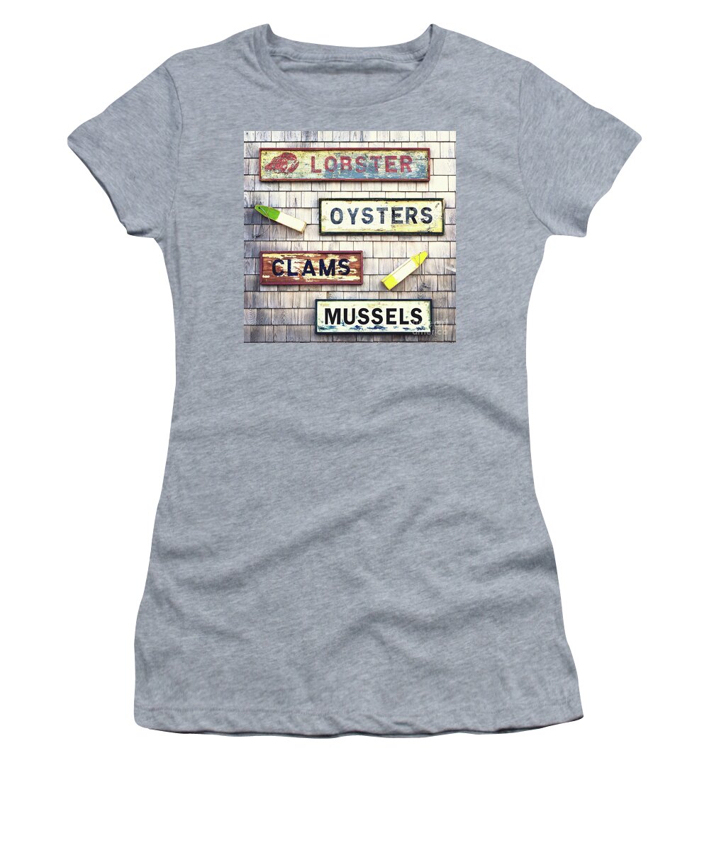Seafood Women's T-Shirt featuring the photograph Seafood signs by Jane Rix