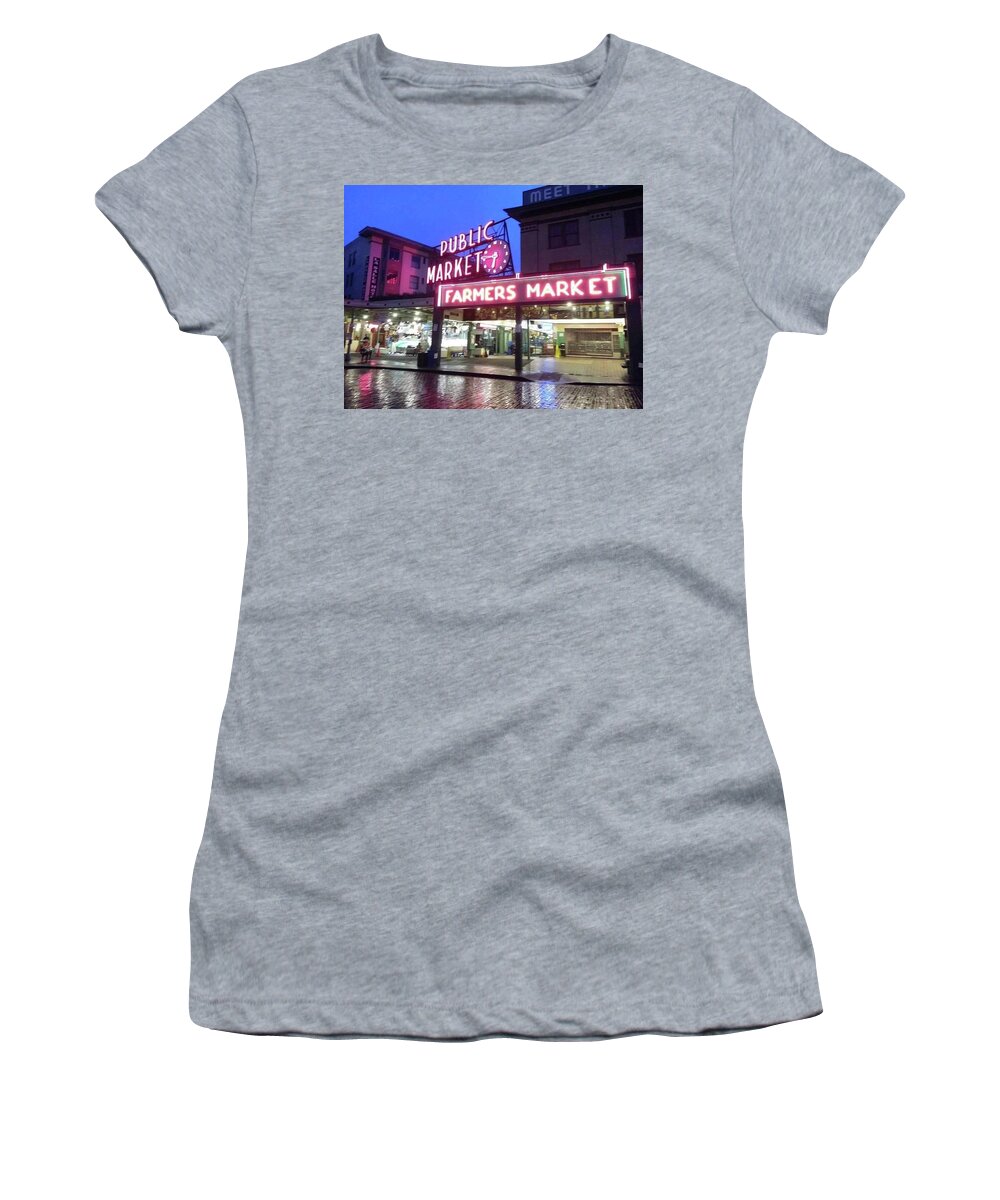 Public Market Women's T-Shirt featuring the photograph Seattle by FD Graham