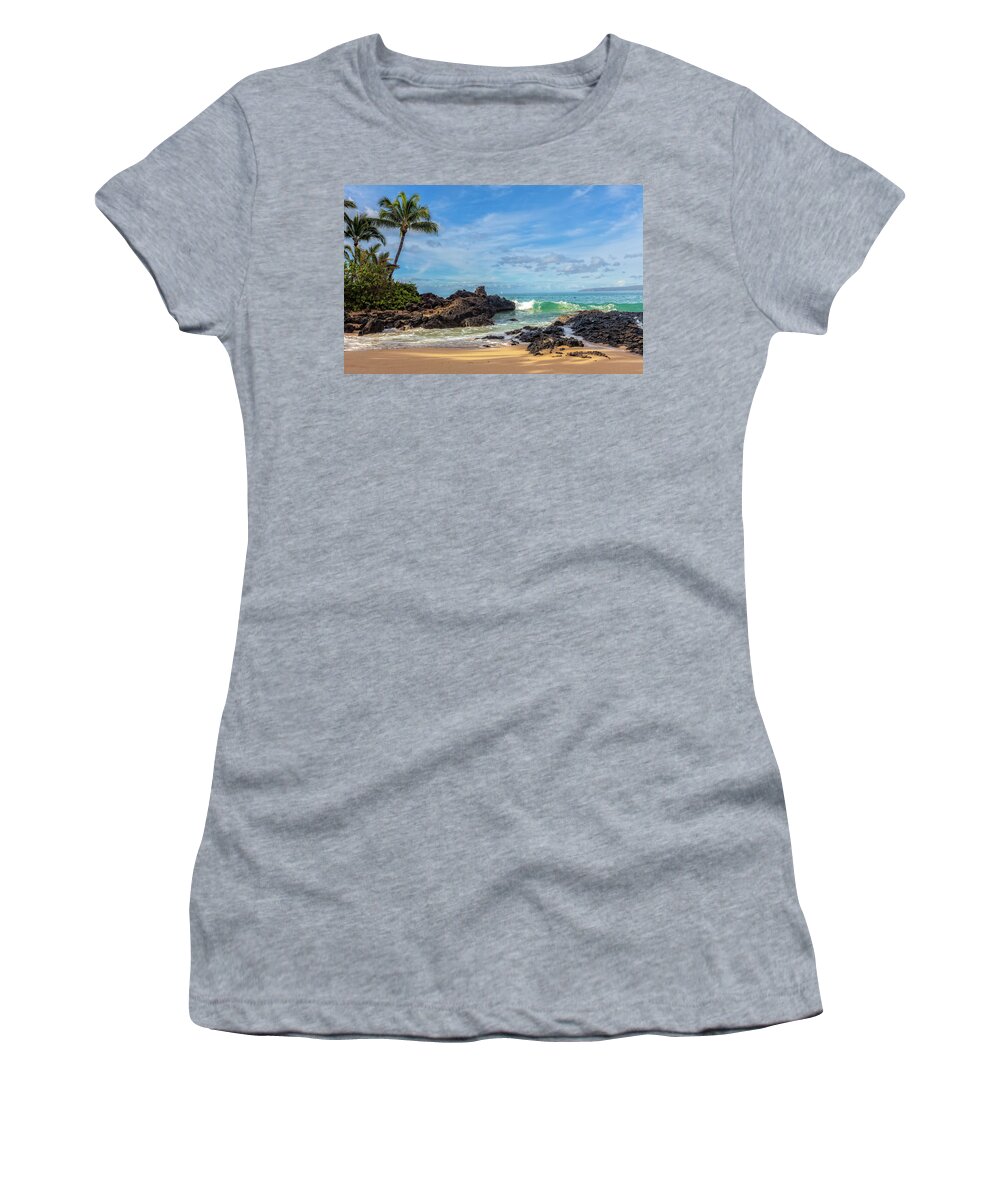 Private Beach Women's T-Shirt featuring the photograph Secret Cove Beach by Chris Spencer