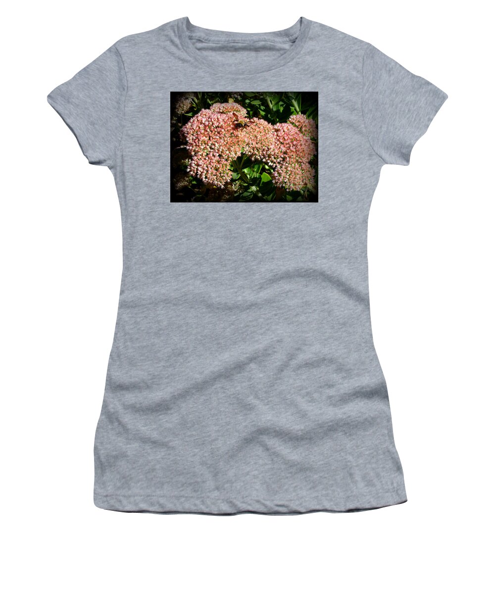 Nature Women's T-Shirt featuring the photograph Sedum and Bee 013 by Mike McBrayer