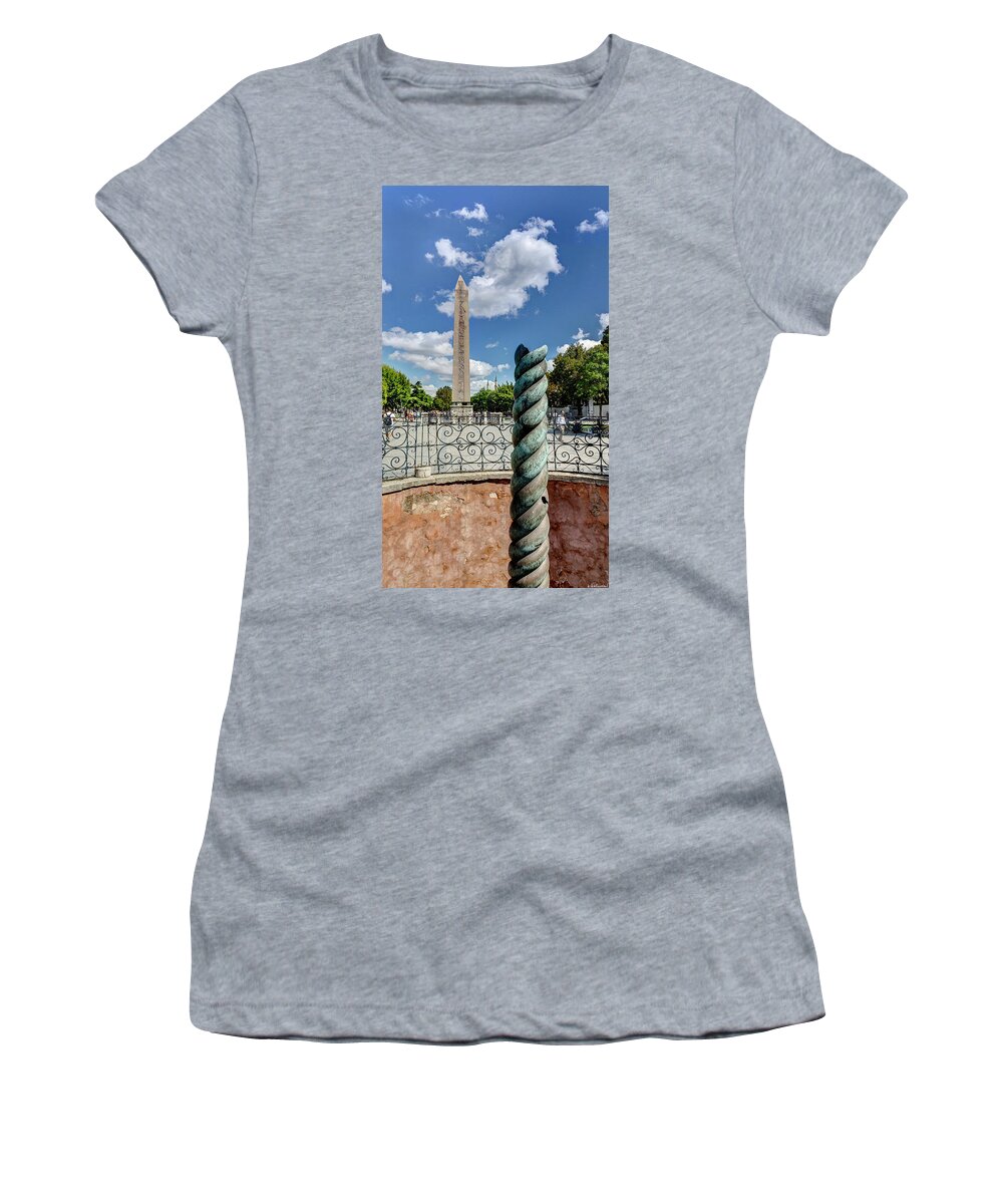 Serpent Column Women's T-Shirt featuring the photograph Serpentine Column and Obelisk of Theodosius Istanbul by Weston Westmoreland