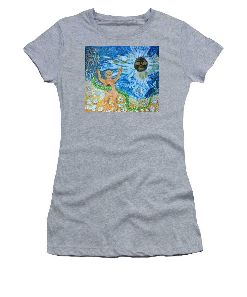Fantasy Women's T-Shirt featuring the painting Shamanic summer by Elzbieta Goszczycka