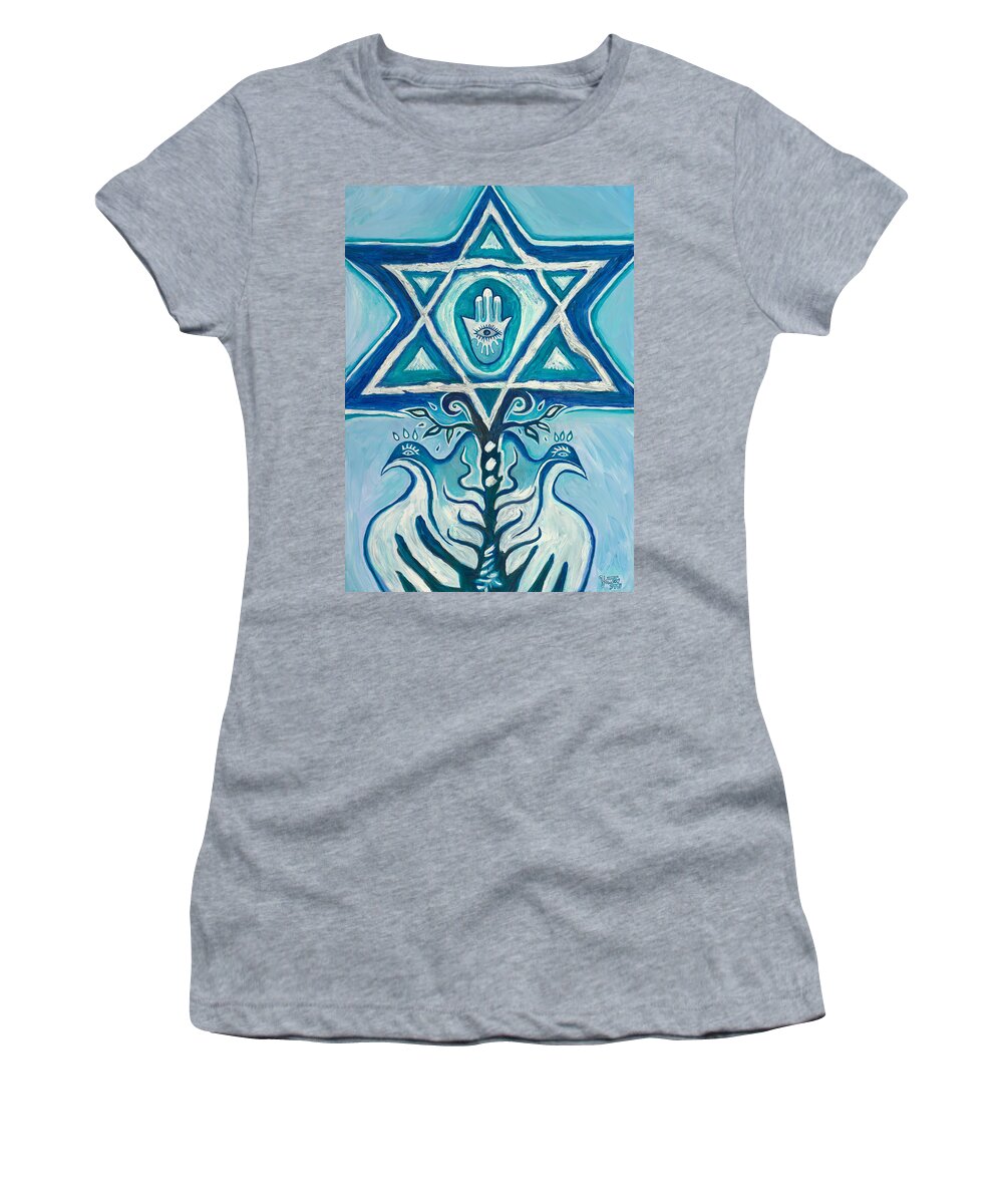 Shield Women's T-Shirt featuring the painting Shield of David by Yom Tov Blumenthal