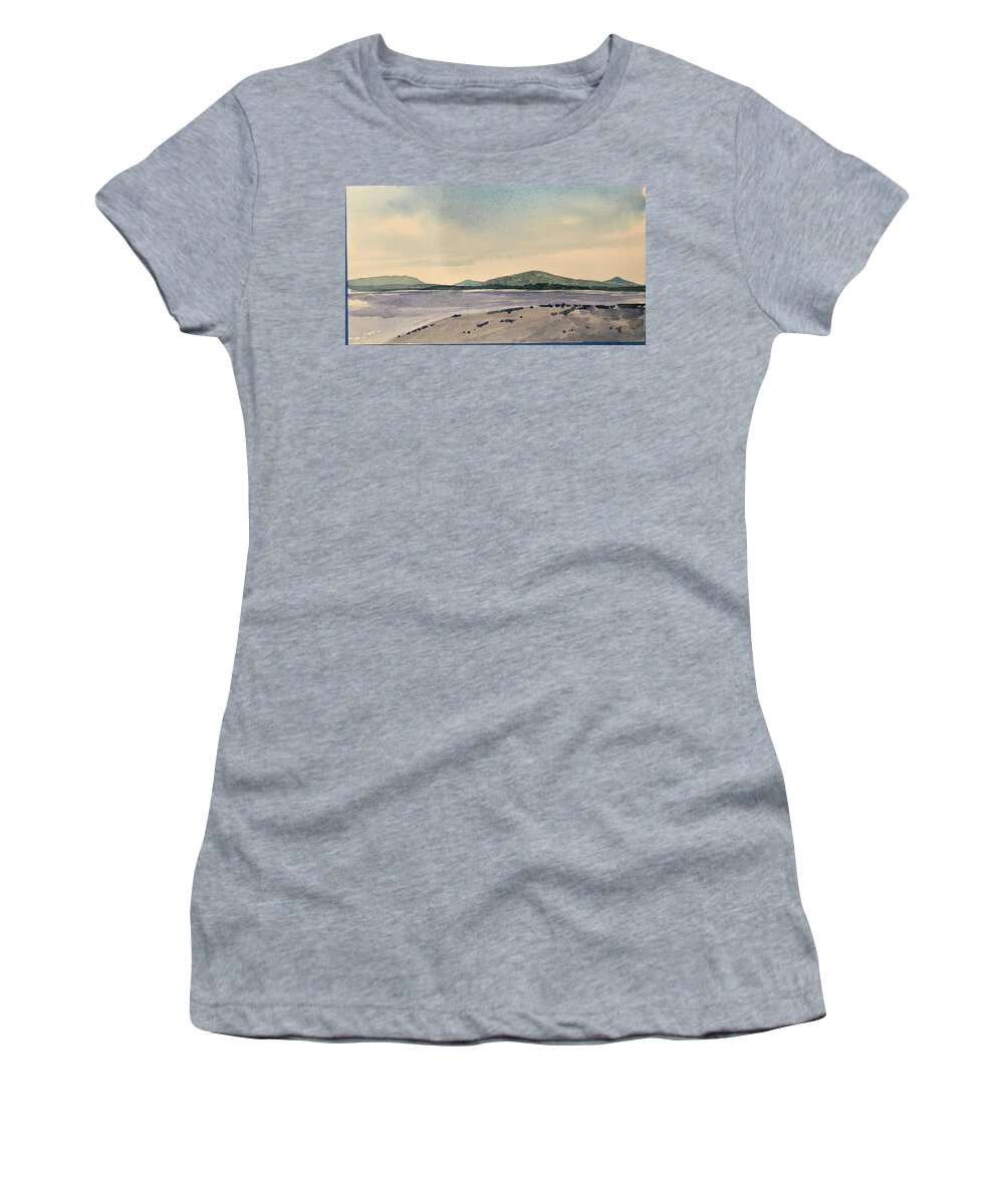 Maine Women's T-Shirt featuring the painting Shores of Lake Cuptupsic by Robert Fugate