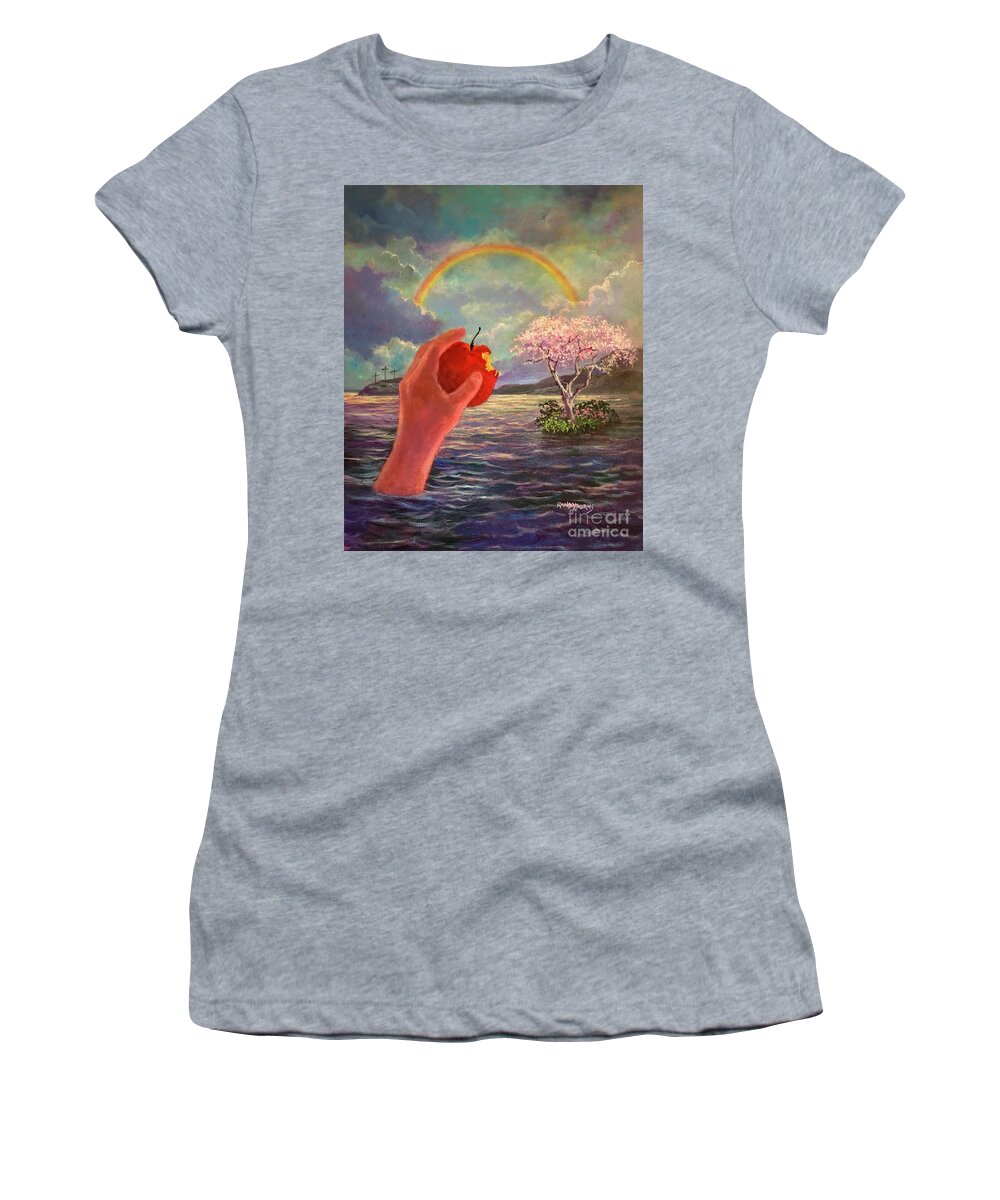 Sky Women's T-Shirt featuring the painting Signs, Symbols And Sanctuaries by Rand Burns