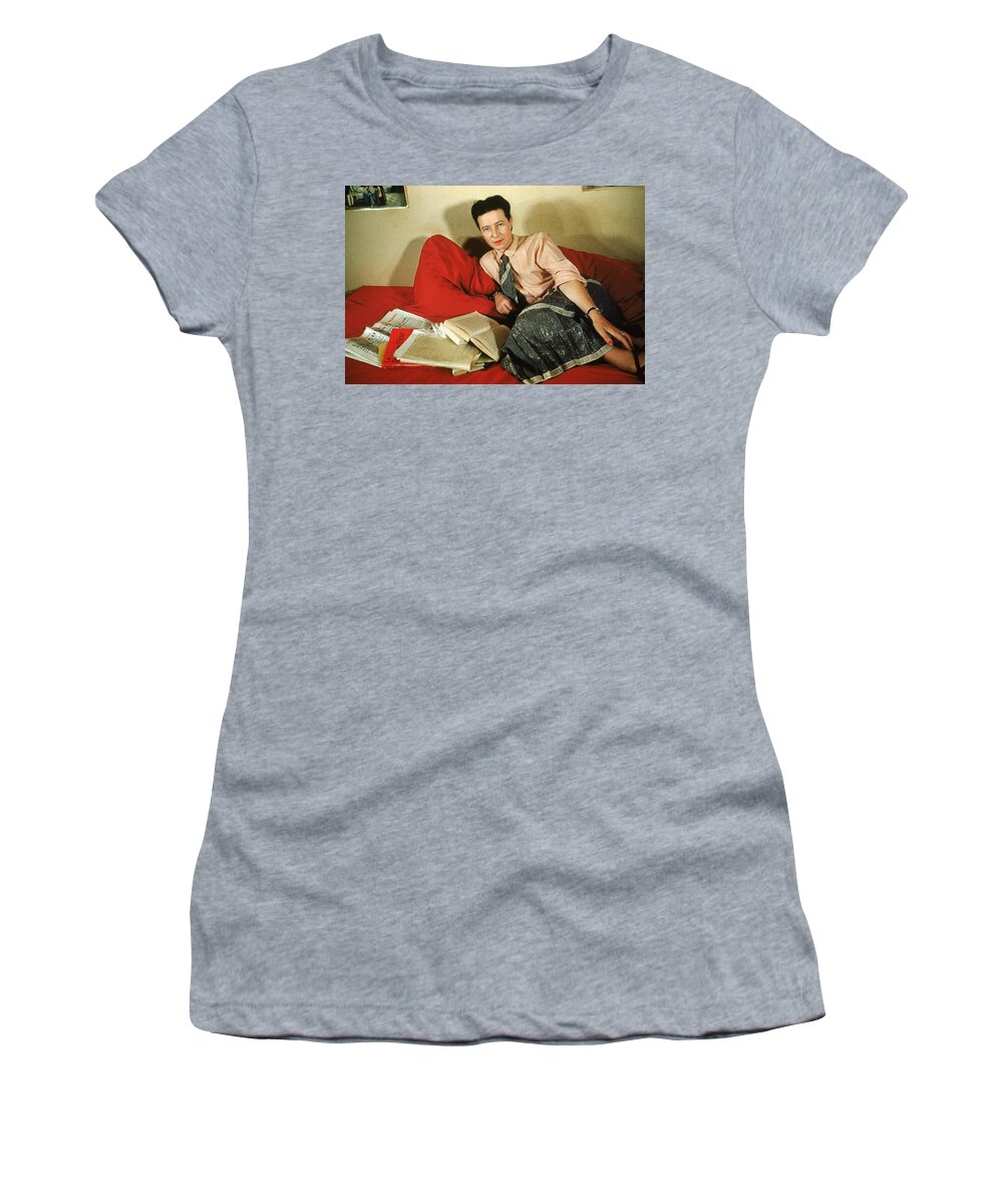 20th Century Women's T-Shirt featuring the photograph Simone De Beauvoir by Gisele Freund