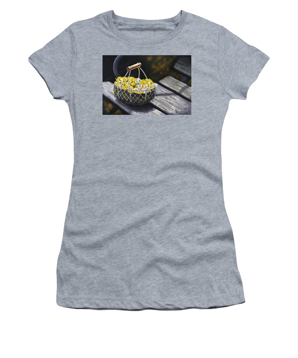 Flowers Women's T-Shirt featuring the painting Sitting Pretty by Jeanette Ferguson