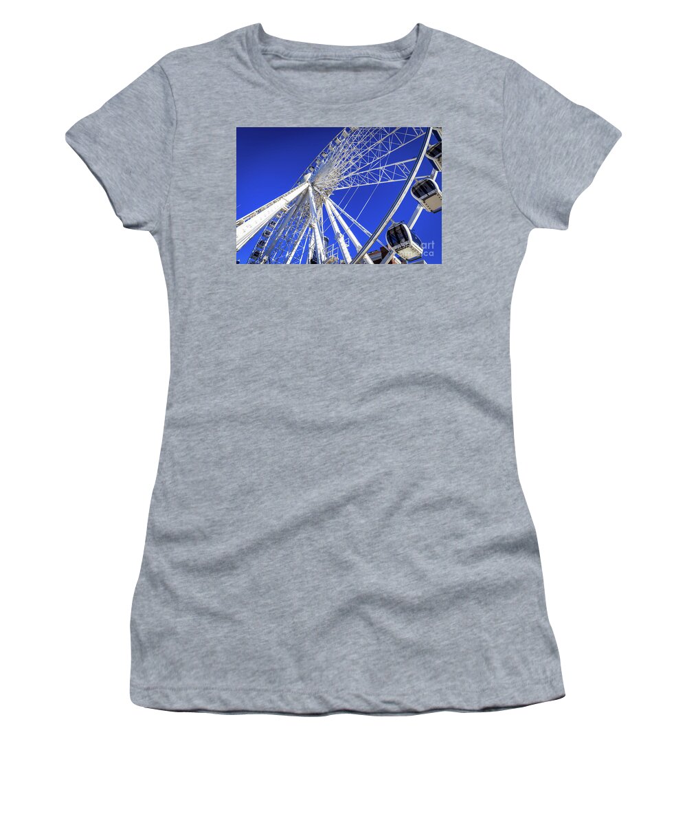 Skyview Atlanta Ga Ferris Wheel Women's T-Shirt featuring the photograph Skyview Atlanta GA Ferris Wheel 1 by Sanjeev Singhal